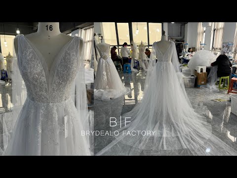 wholesale plunging shoulder veil wedding dress