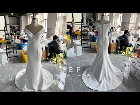 wholesale off shoulder crepe fit flare wedding dress