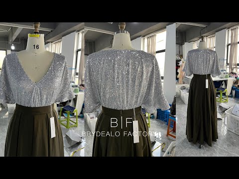 wholesale flutter sequin taffeta skirt