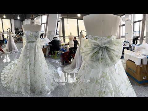 wholesale large bowknot allover A-line wedding dress