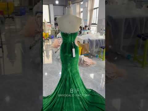 wholesale sexy high slit rhinestone velvet prom dress