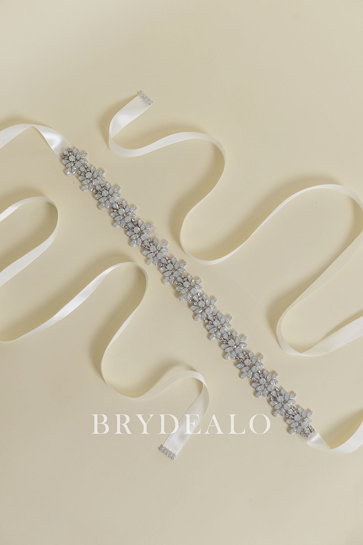 Rhinestones Ivory Satin Bridal Sash