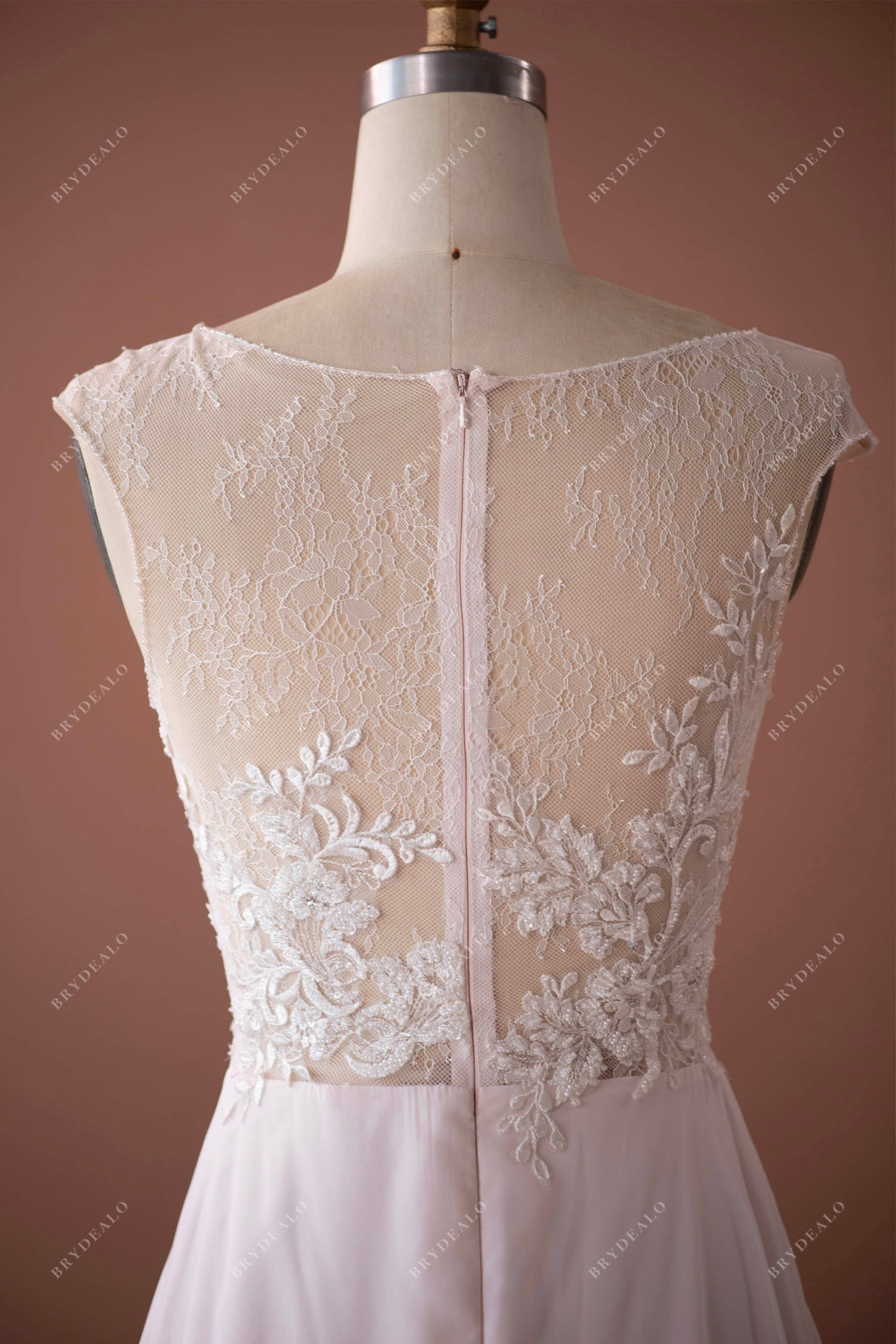 illusion back lace wedding dress