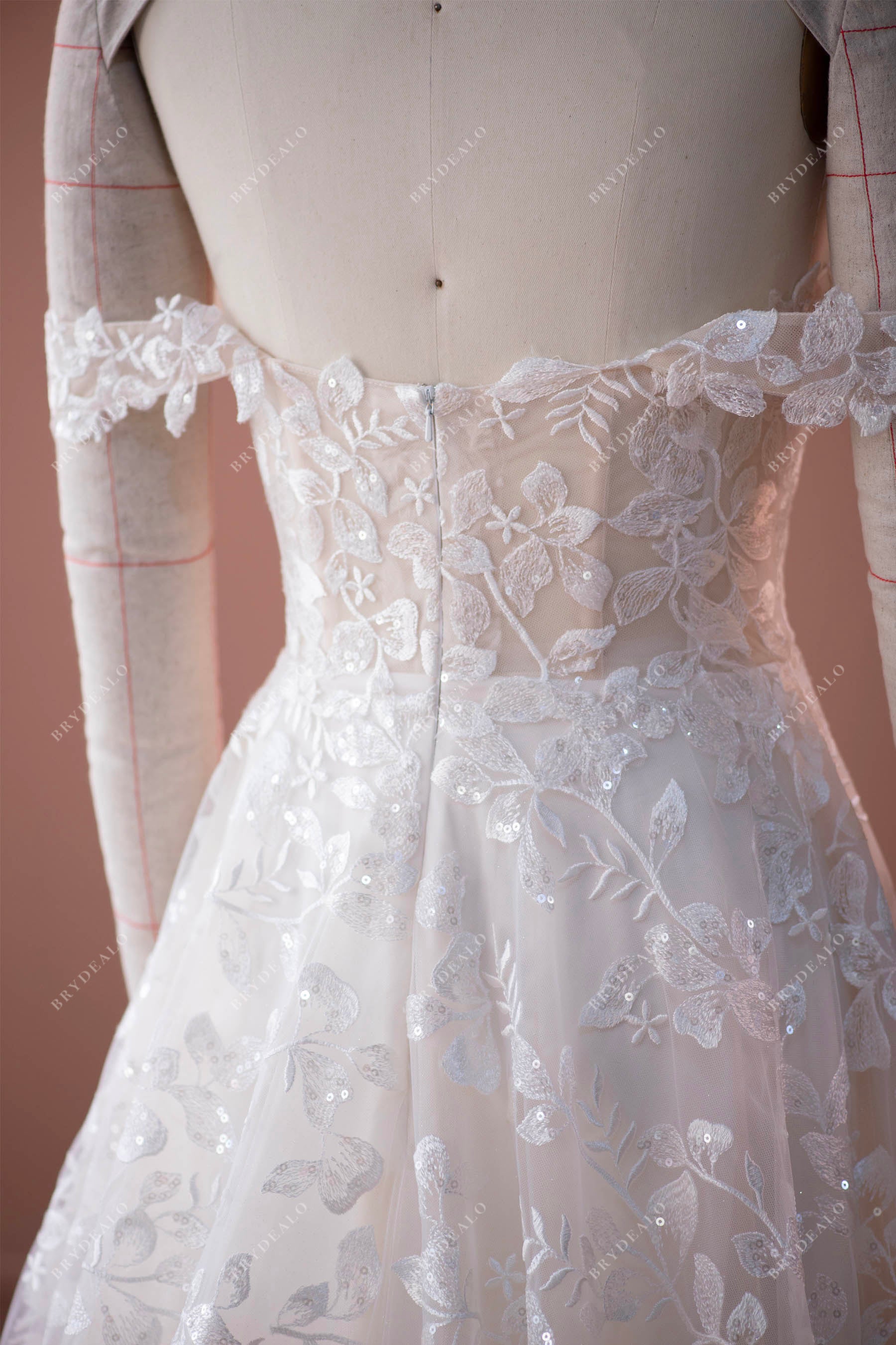 illusion back lace wedding dress