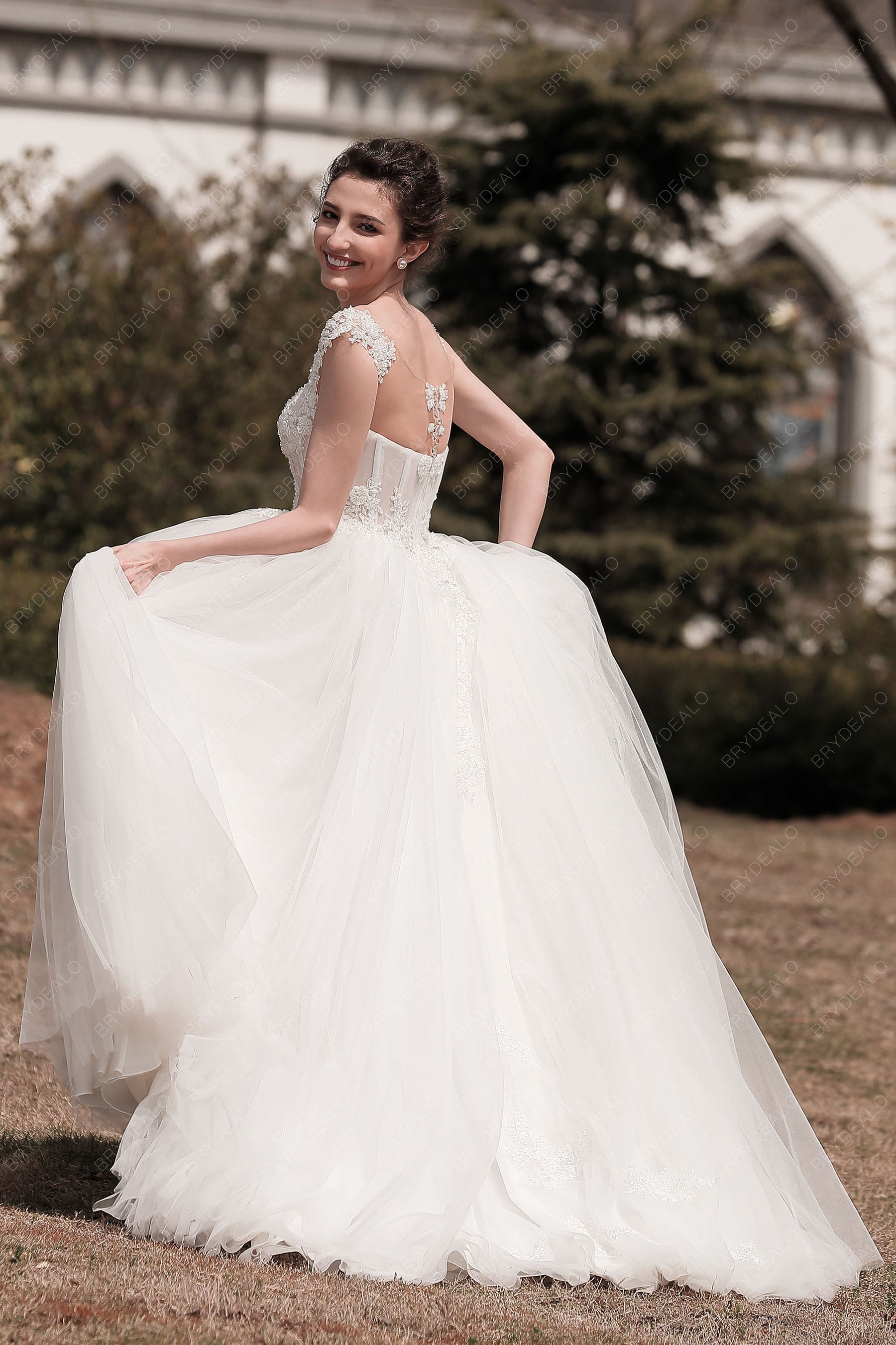 illusion back corset wholesale wedding gown
