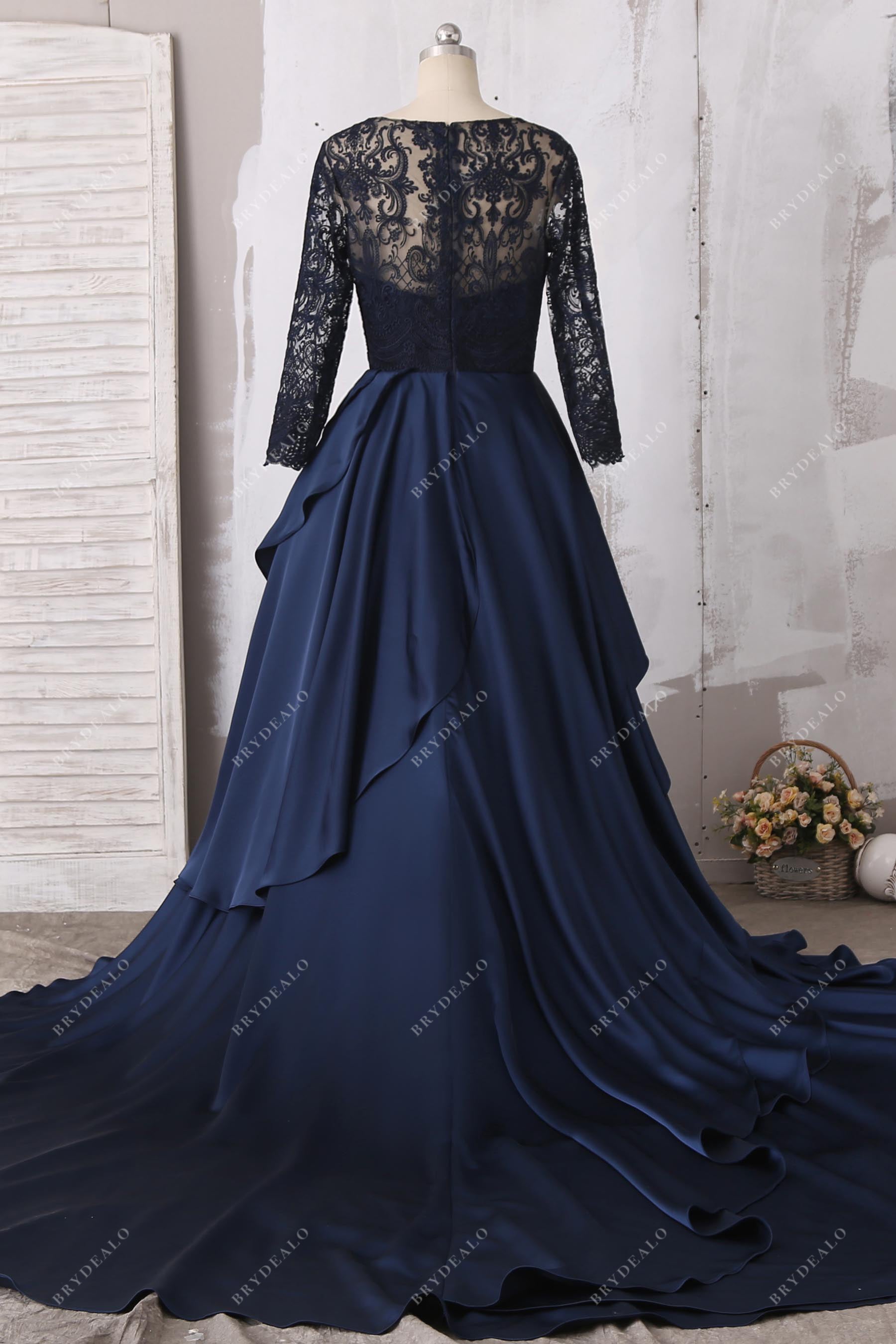 illusion back short train wedding dress