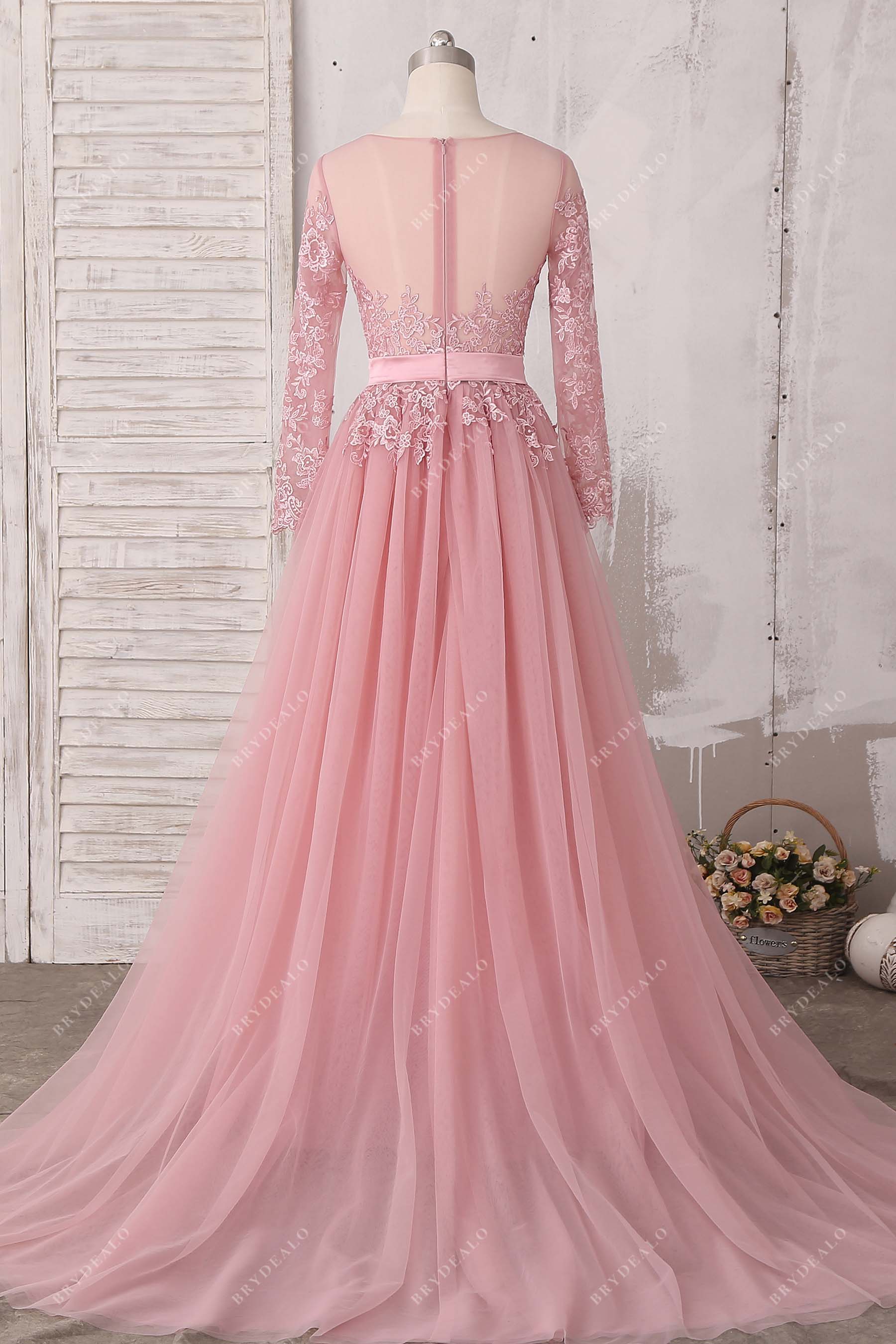 illusion back tulle dress