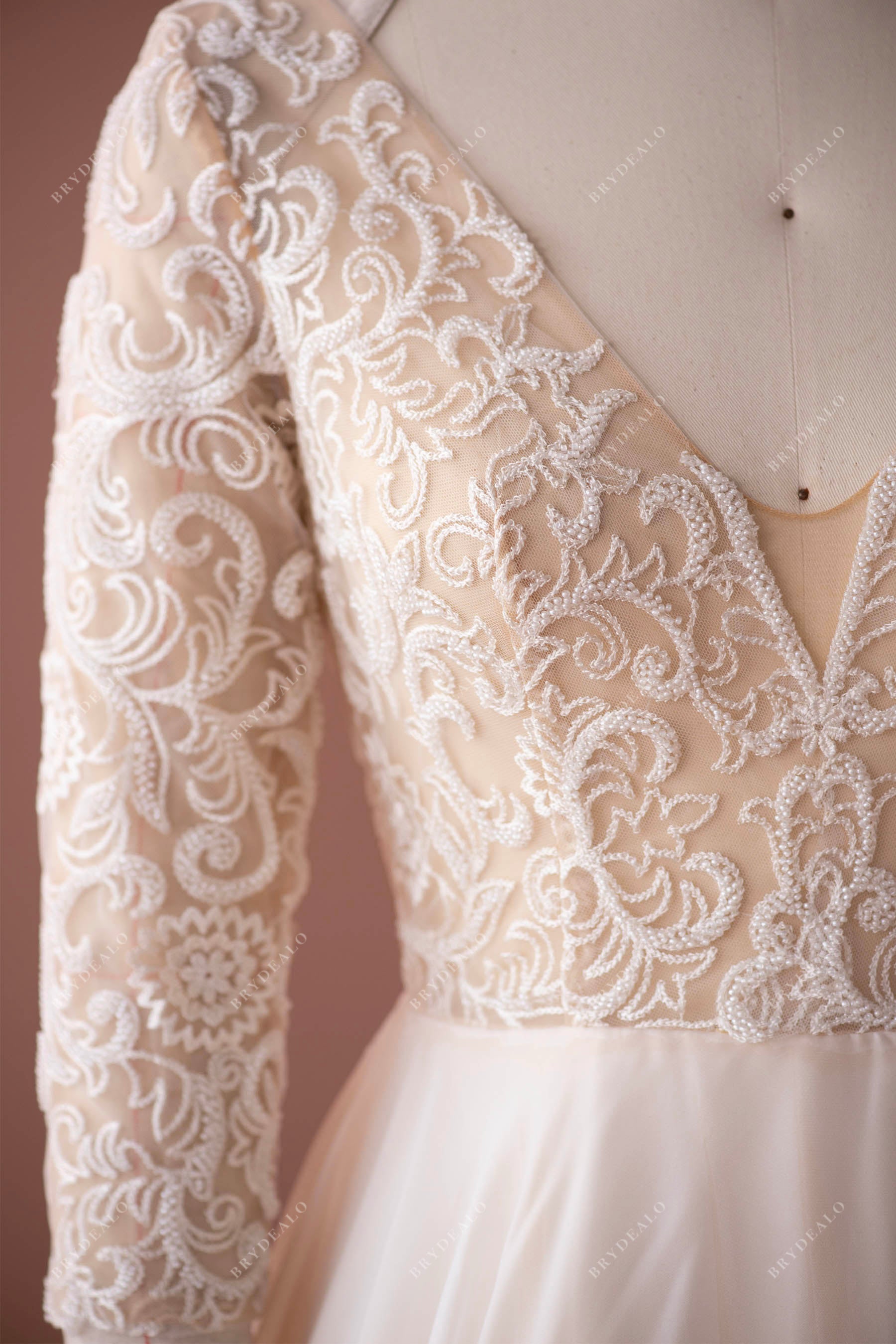illusion beaded wedding dress