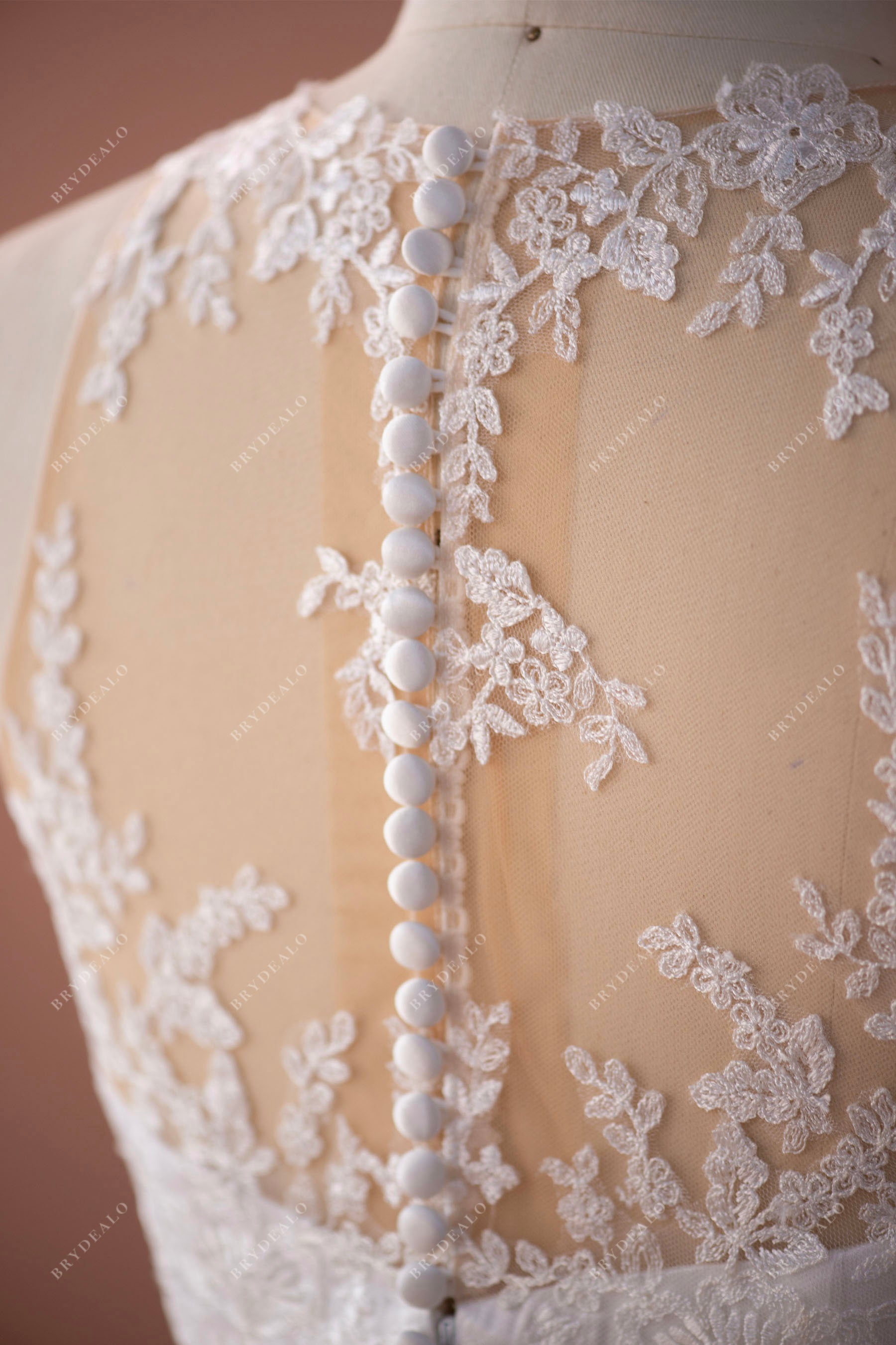 illusion buttoned lace back