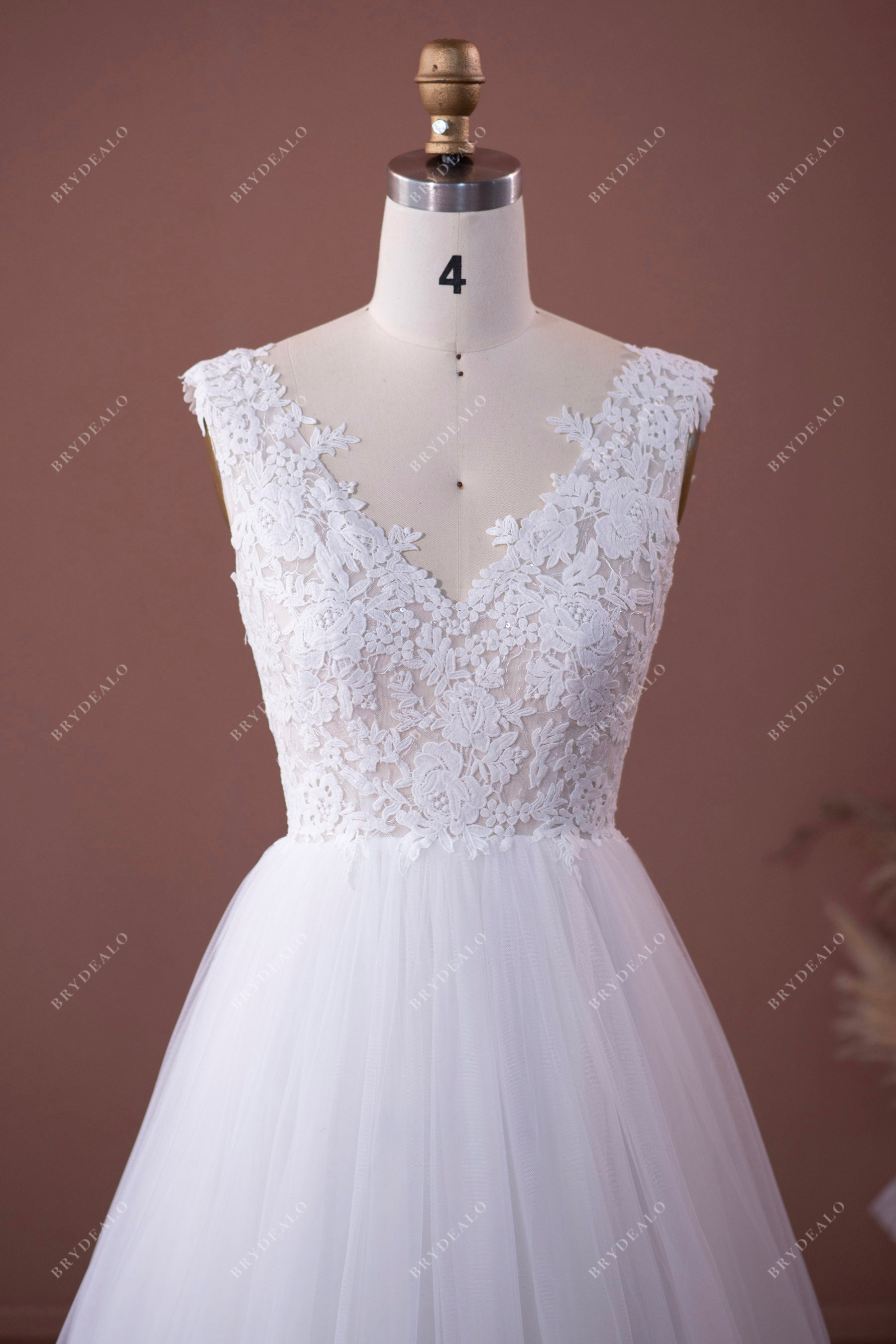 Flower Lace Tulle A-line Wedding Dress