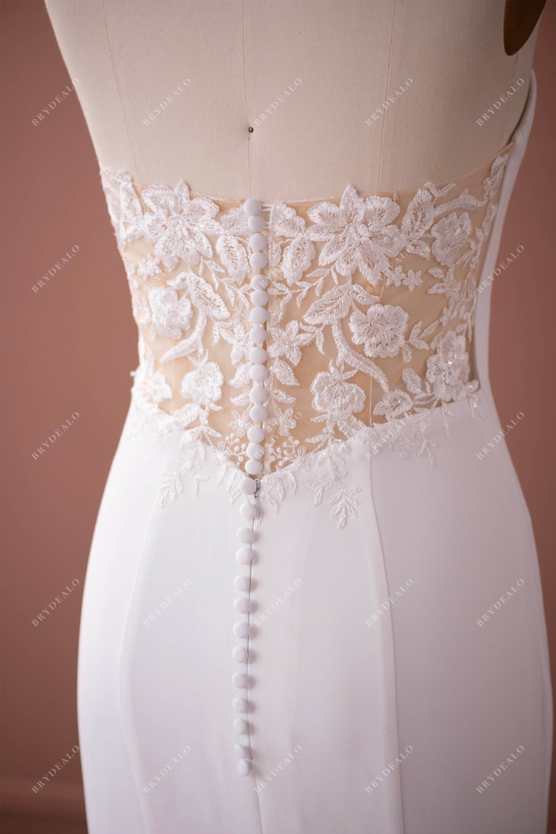 illusion lace button back