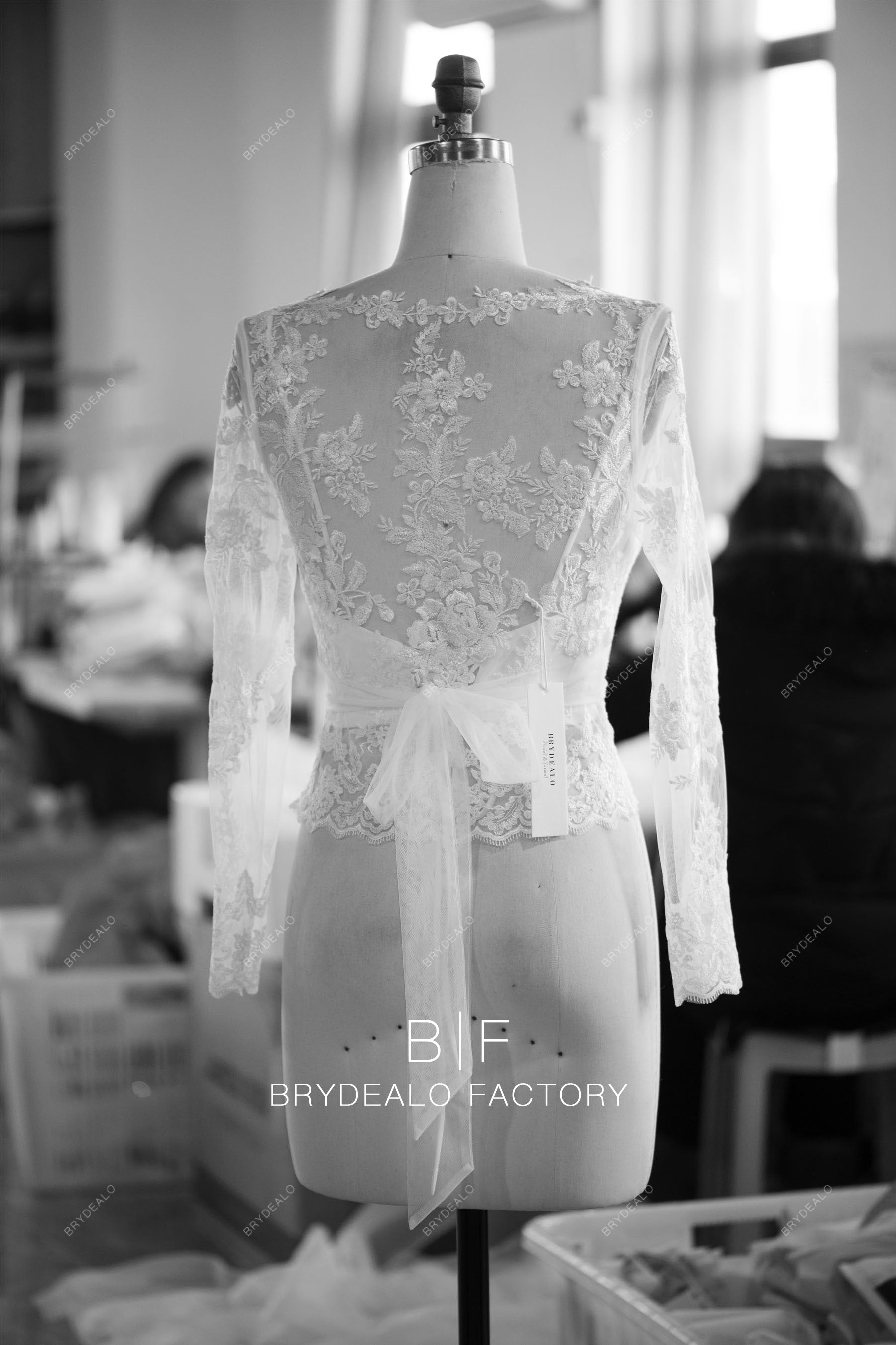 illusion lace sleeved bridal jacket