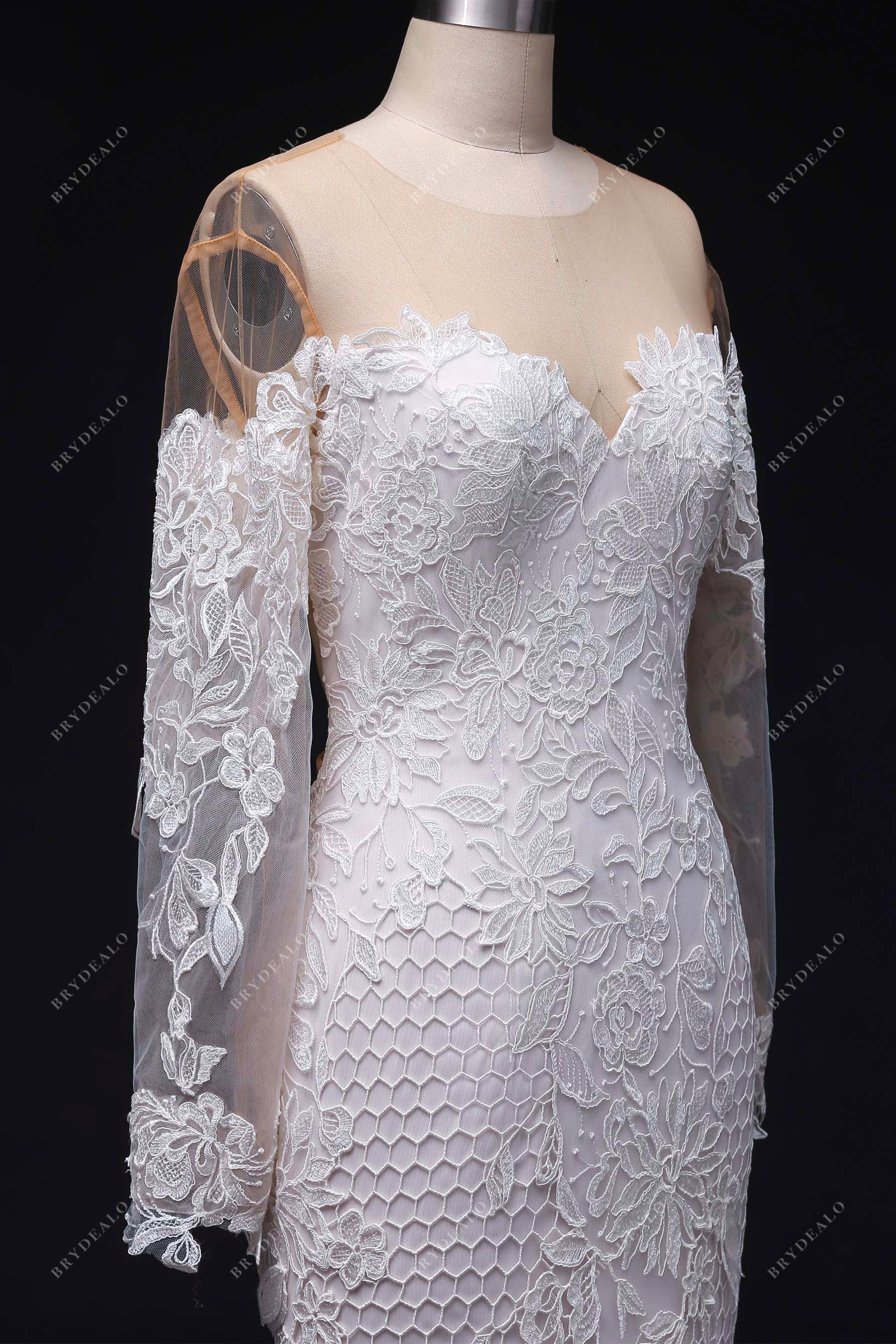 illusion neck lace wedding gown