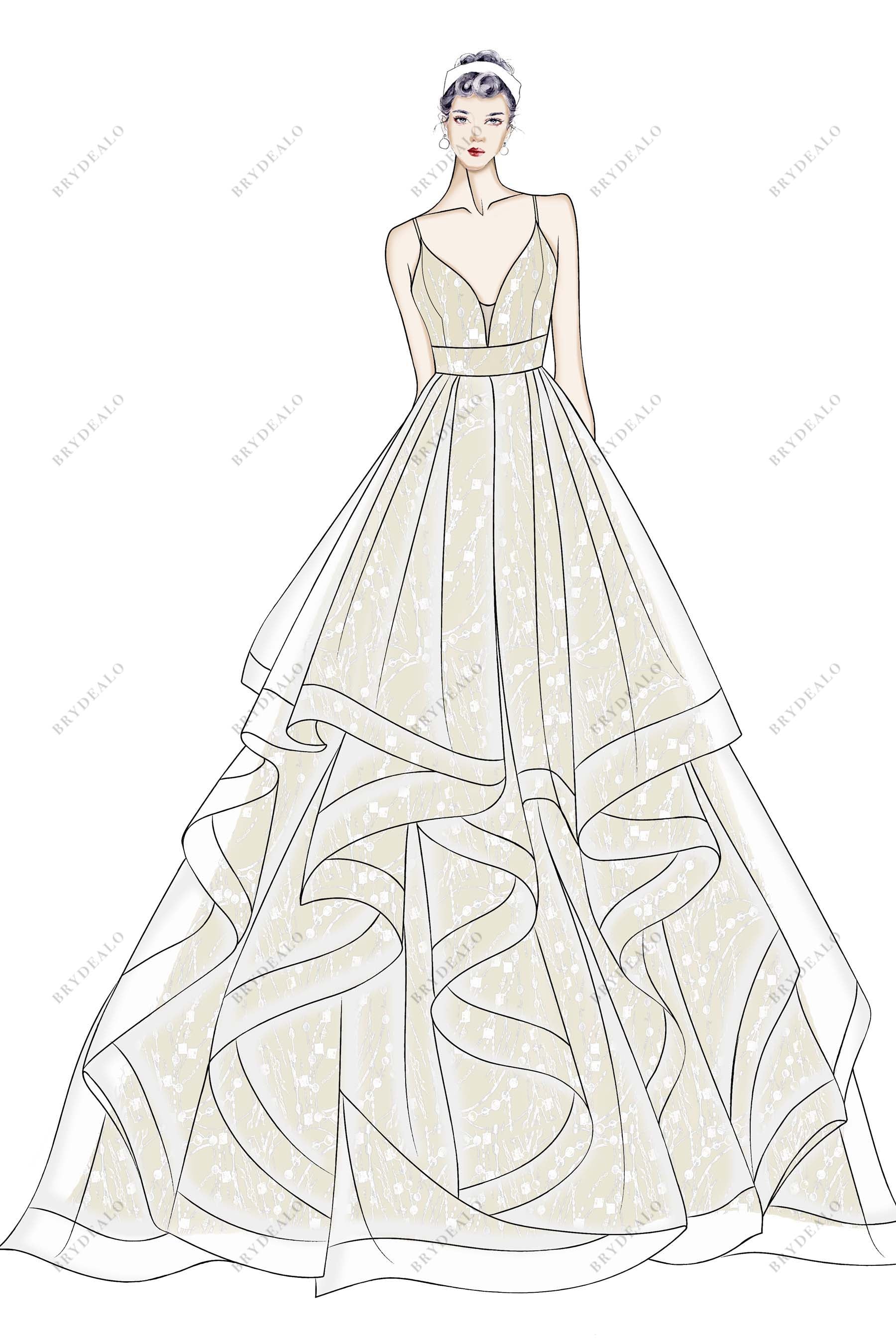 Ivory Sequin Custom Champagne Wedding Dress Sketch The Shown Sketch Ivory Sequin Custom Champagne Wedding Dress Sketch The Shown Sketch