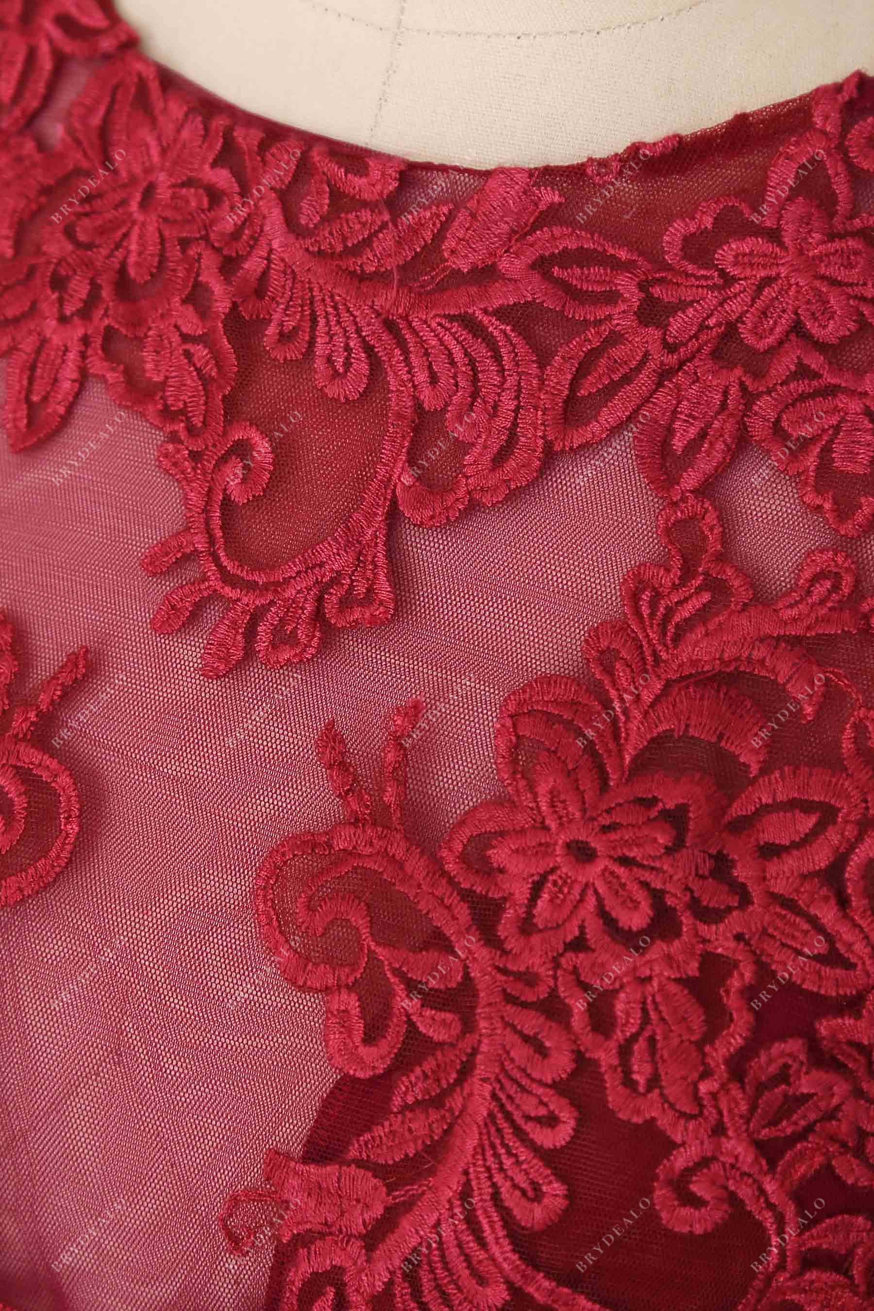 jewel neck lace prom dress