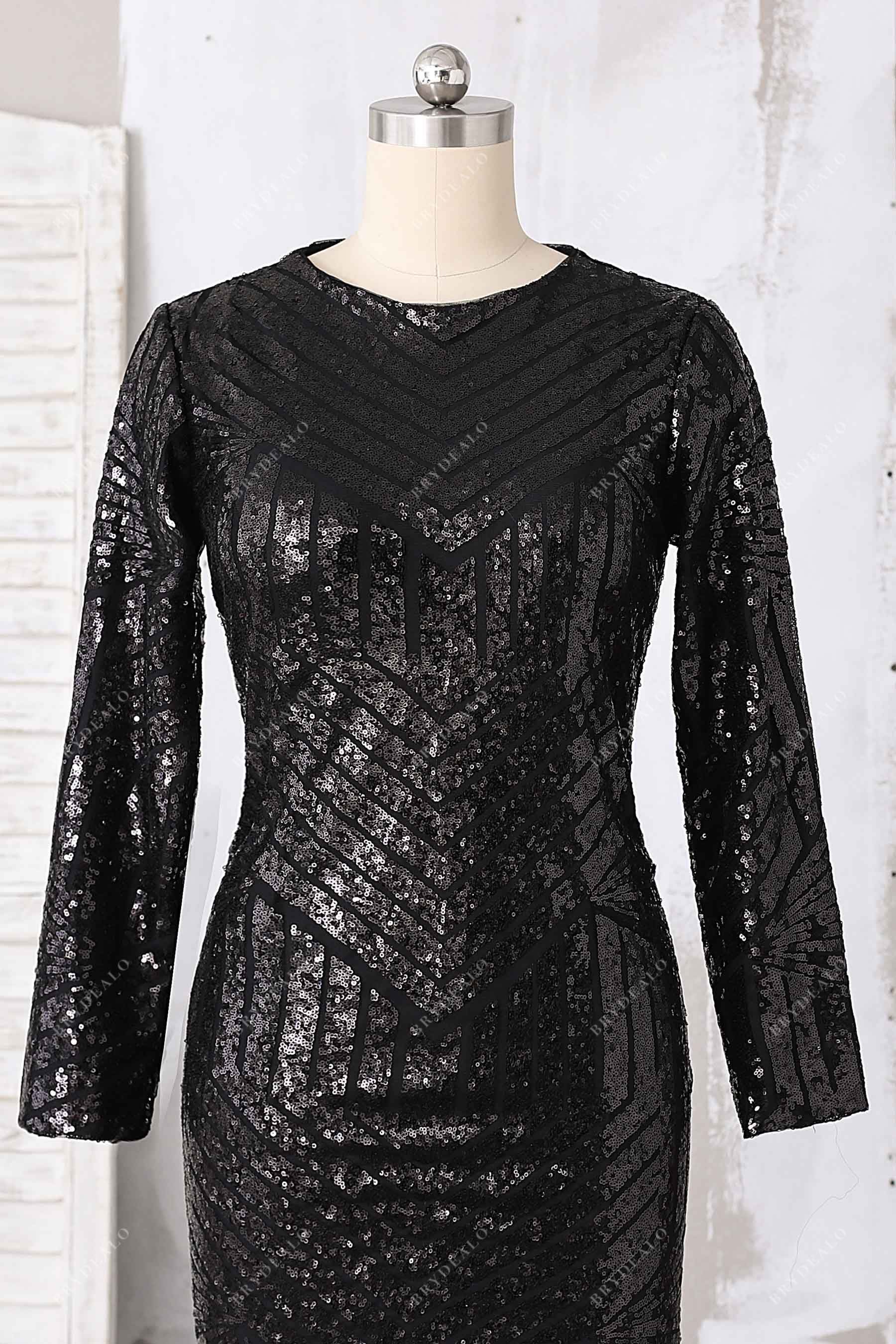 jewel neck sequin black dress