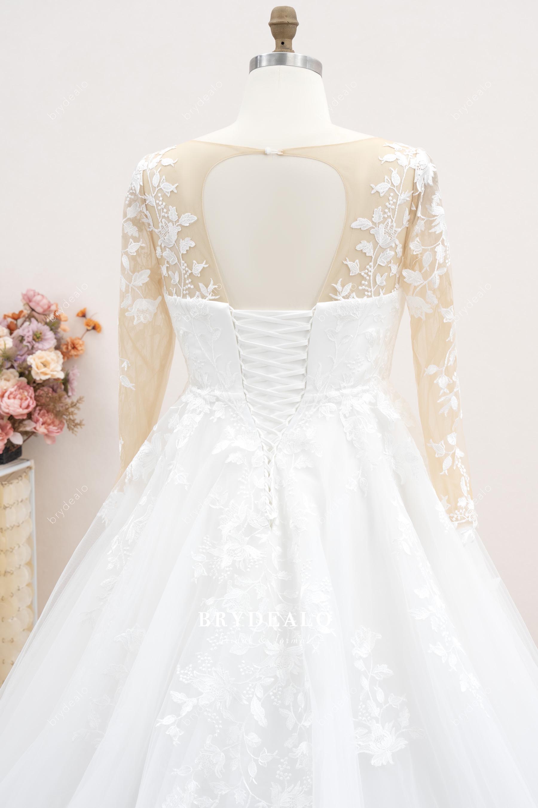 keyhole back sheer sleeves brydealo wedding dress