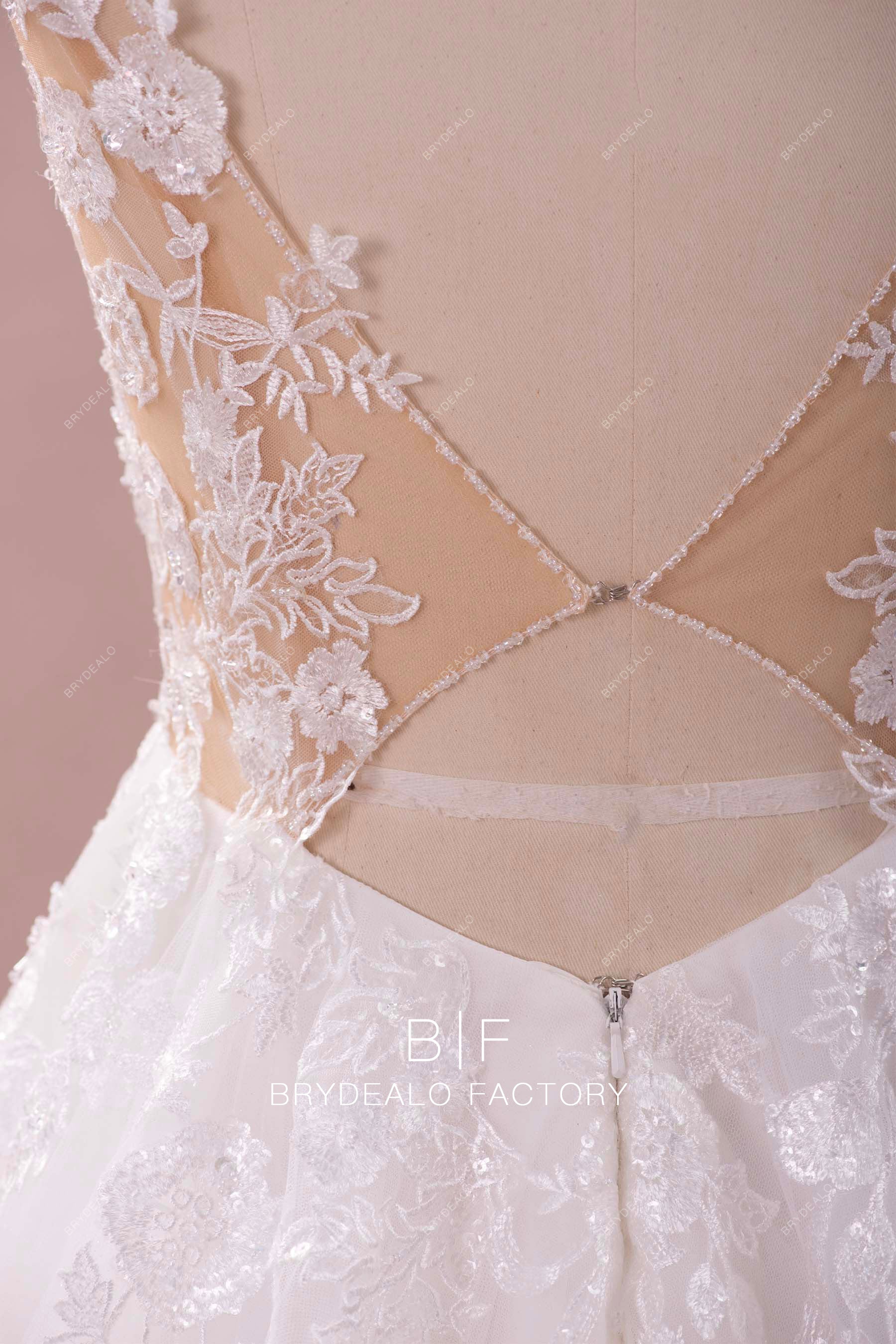 keyhole beaded back wedding gown