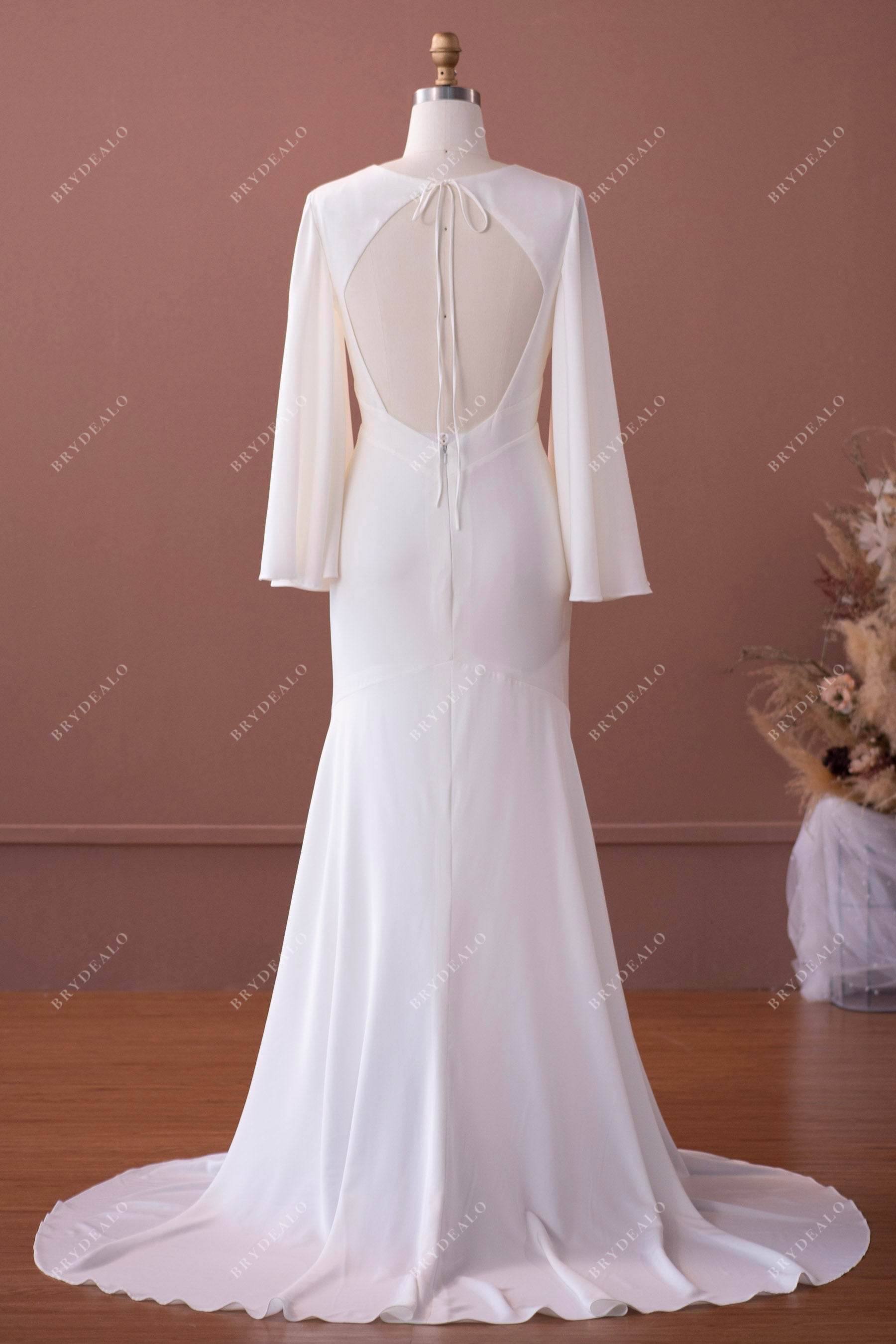 keyhole lace up back wedding gown