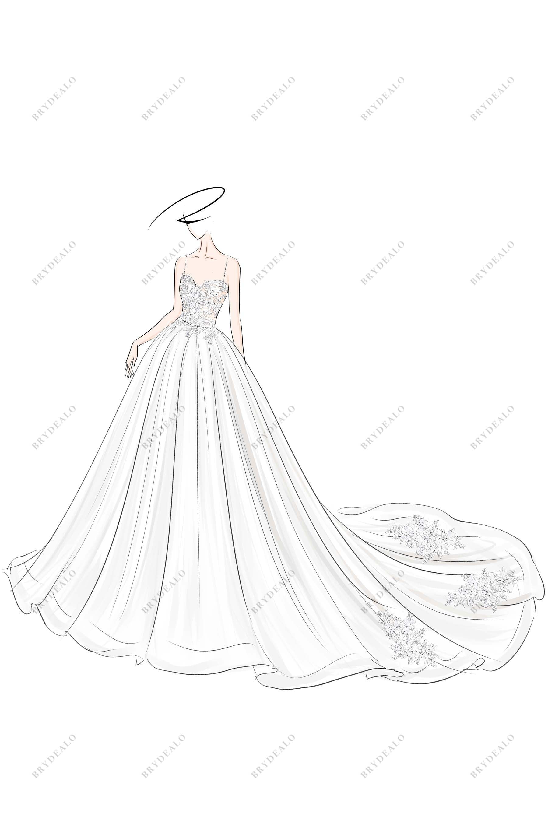 Lace Corset Designer Wedding Ball Gown Sketch