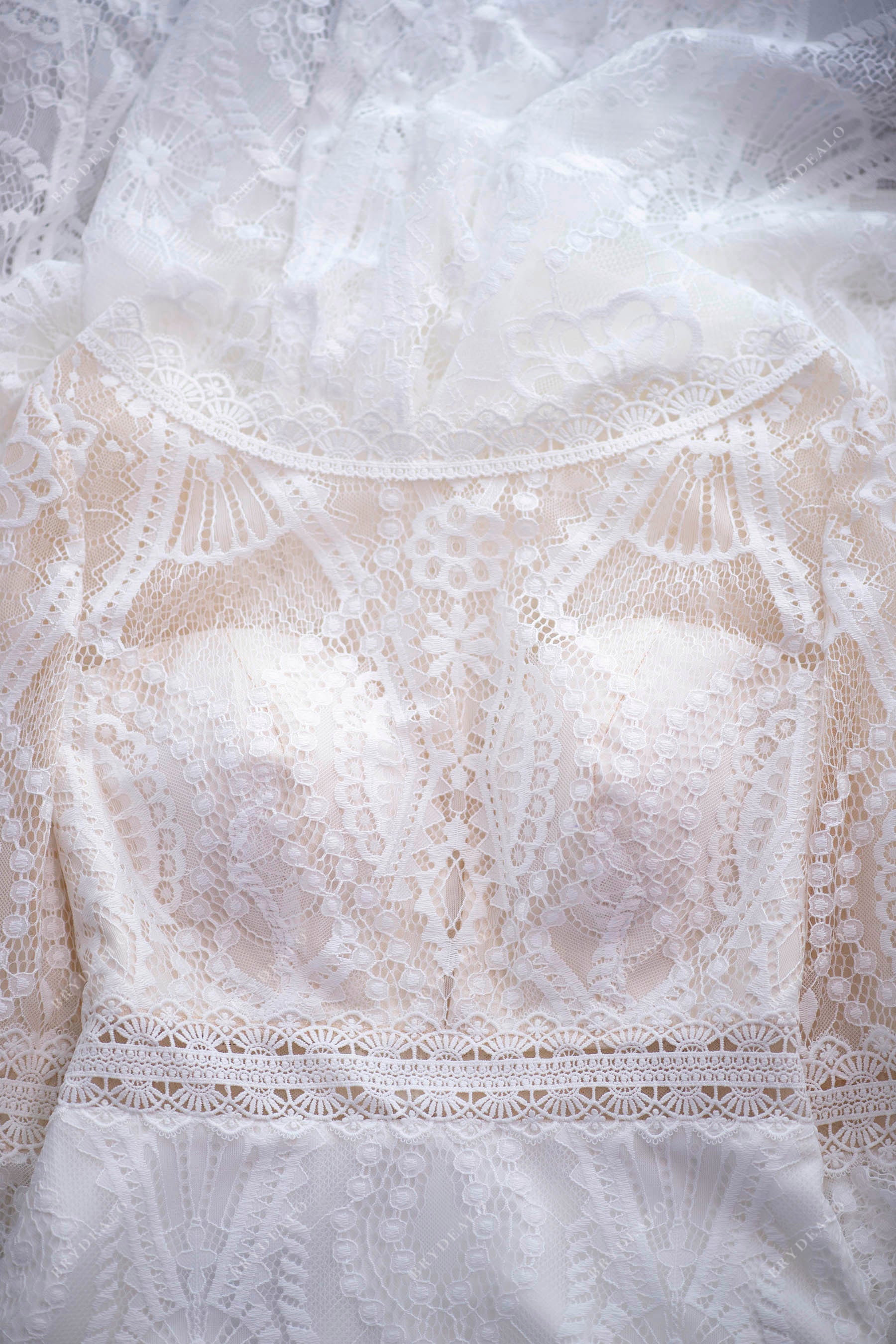 lace sleeved illusion bridal dress