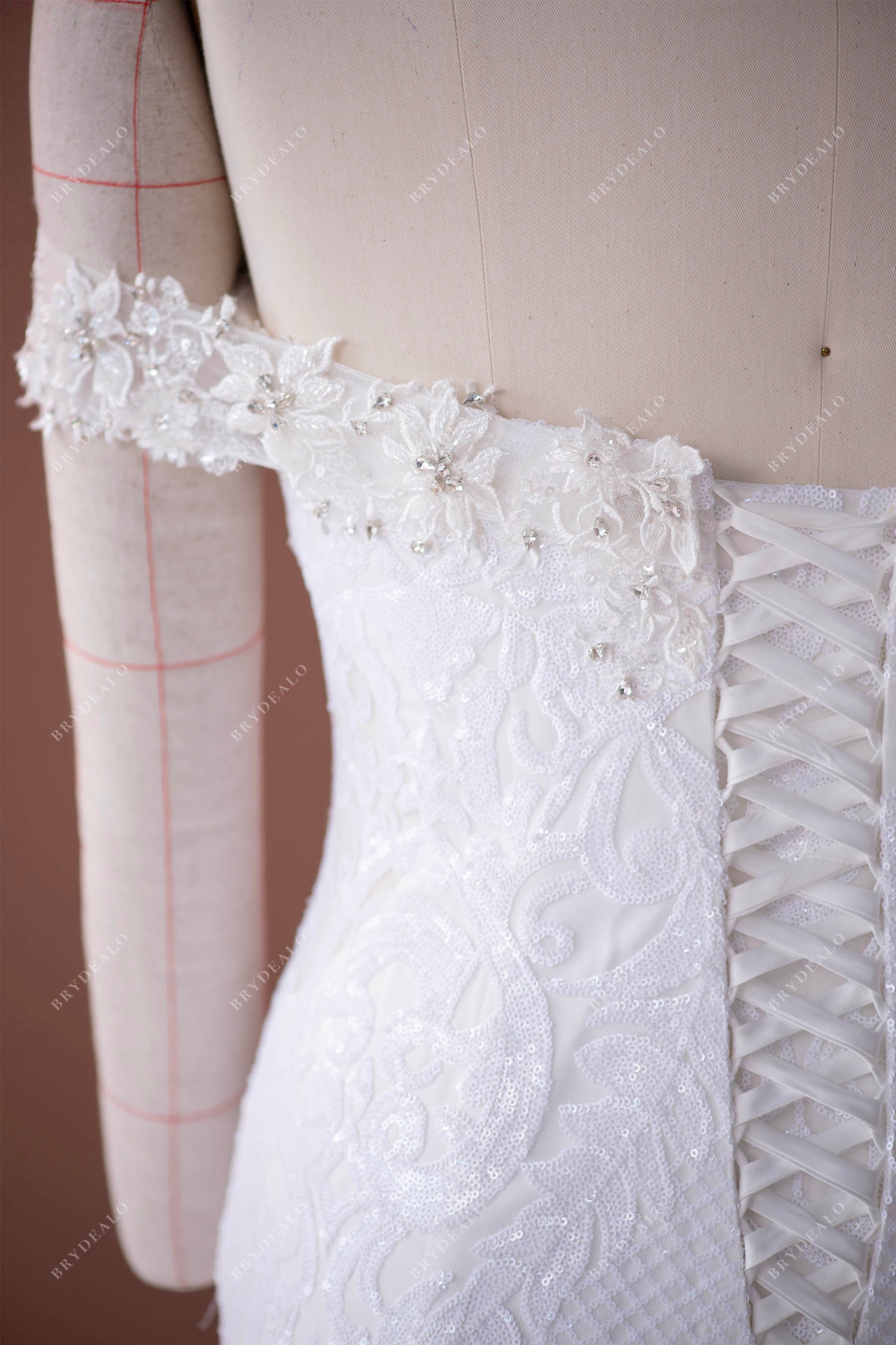 lace up back mermaid wedding dress