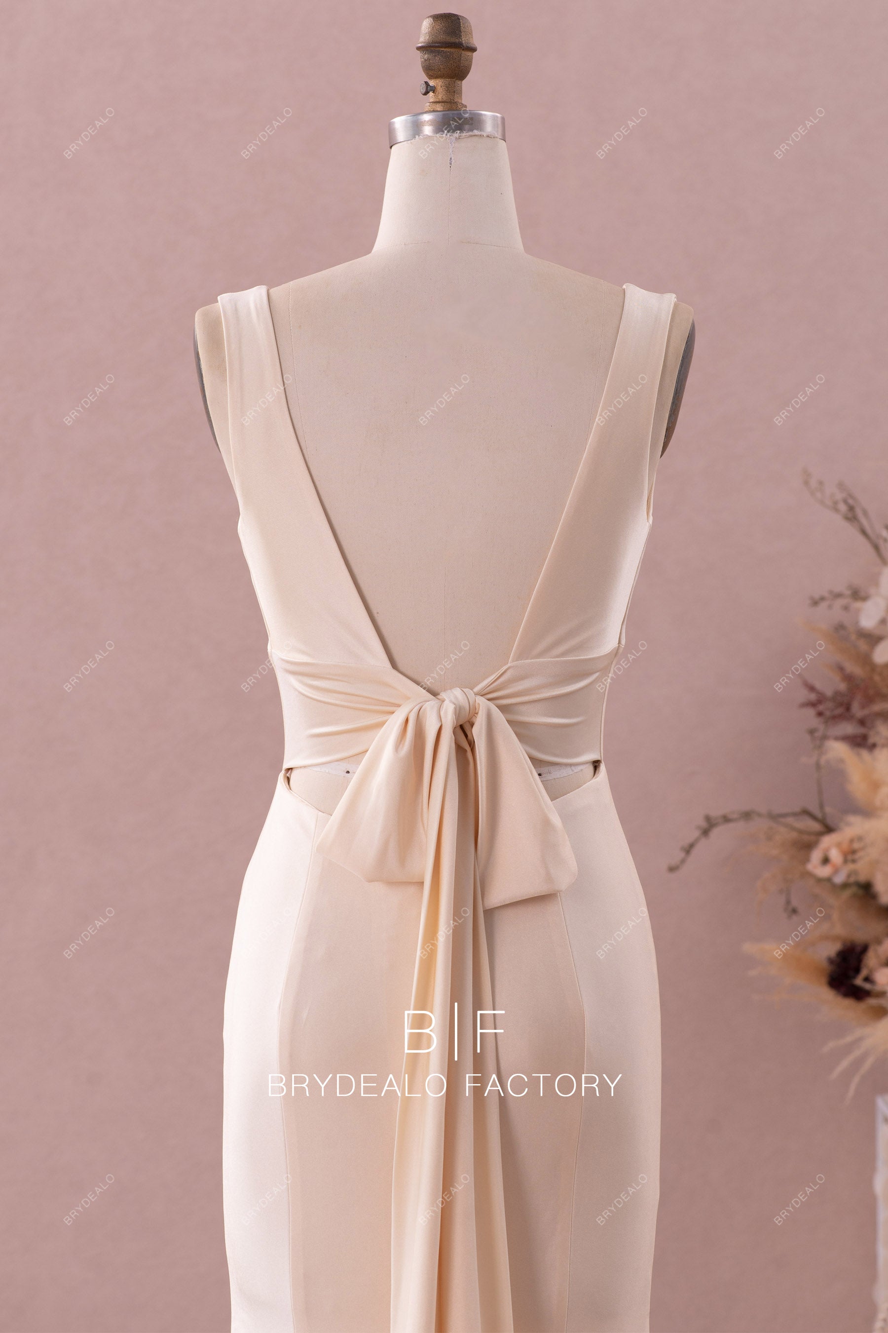 lace up open back bridesmaid dress