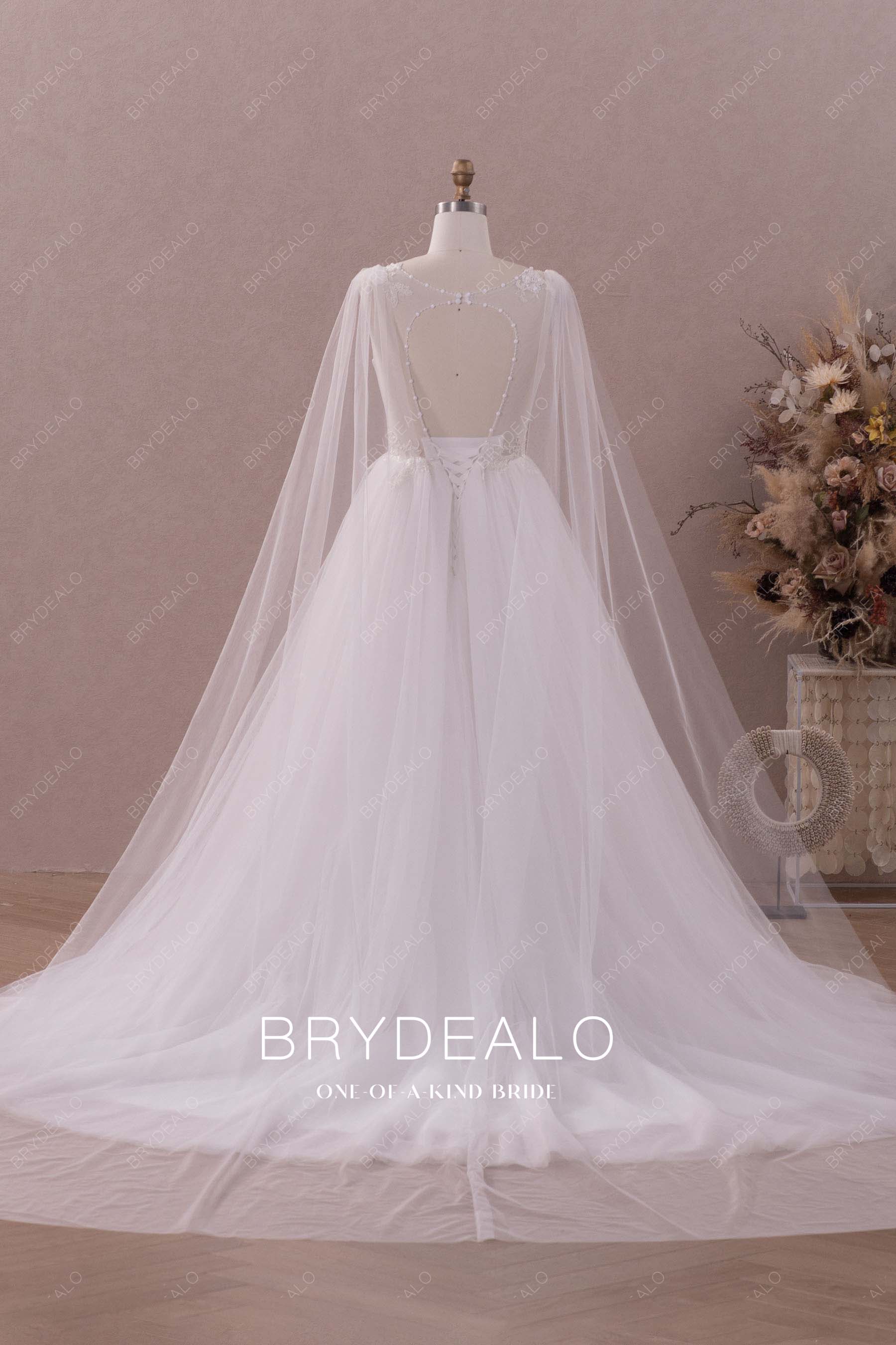 lace up open back lace A-line wedding dress
