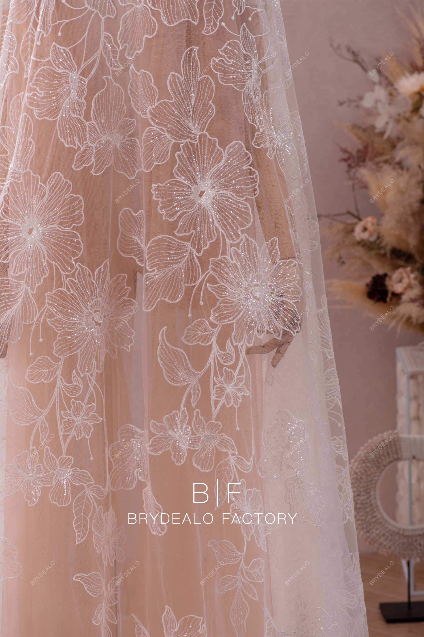 large flower embroidery lace fabric