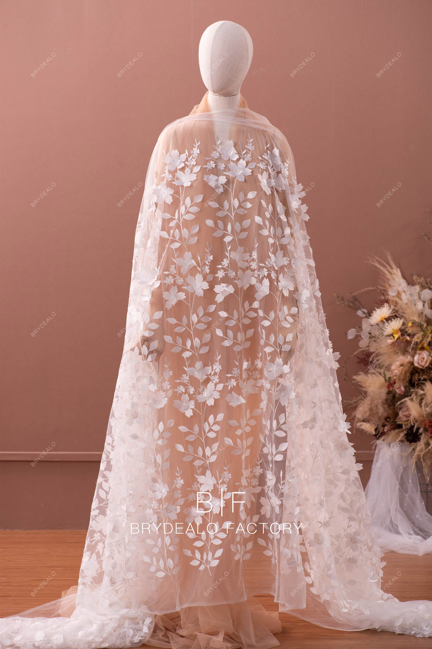 laser cut leaf lace fabric