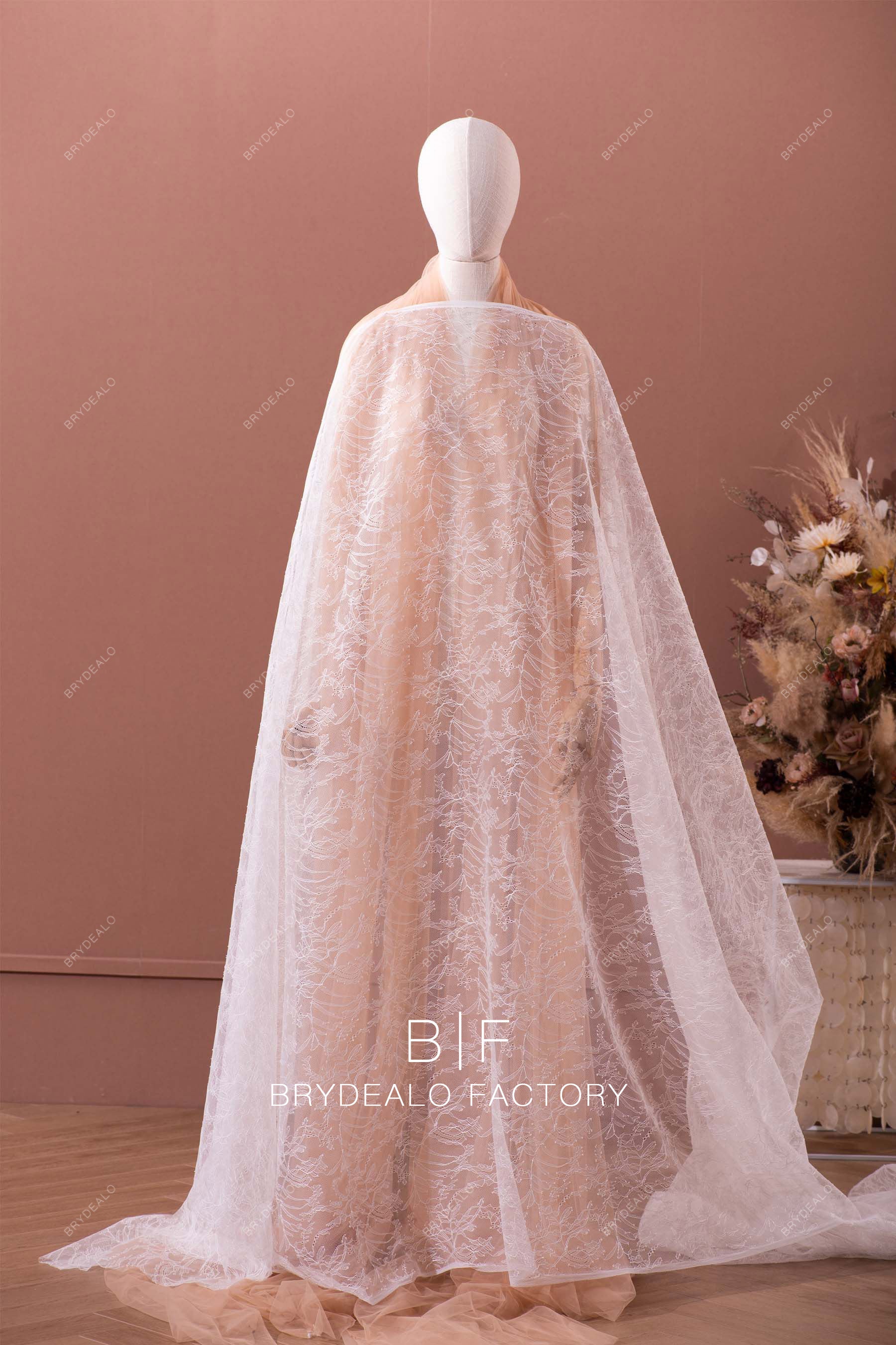 leaf pattern warp knitted lace fabric