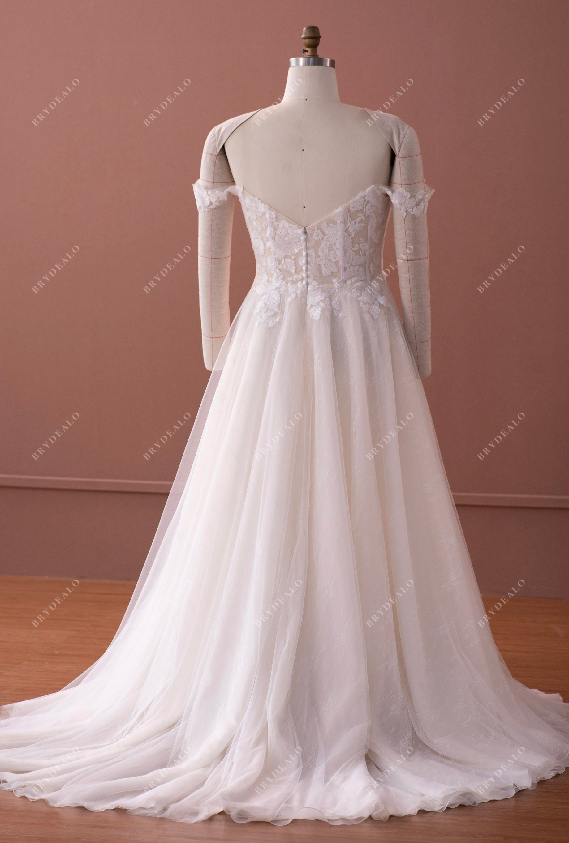light champagne long wedding gown