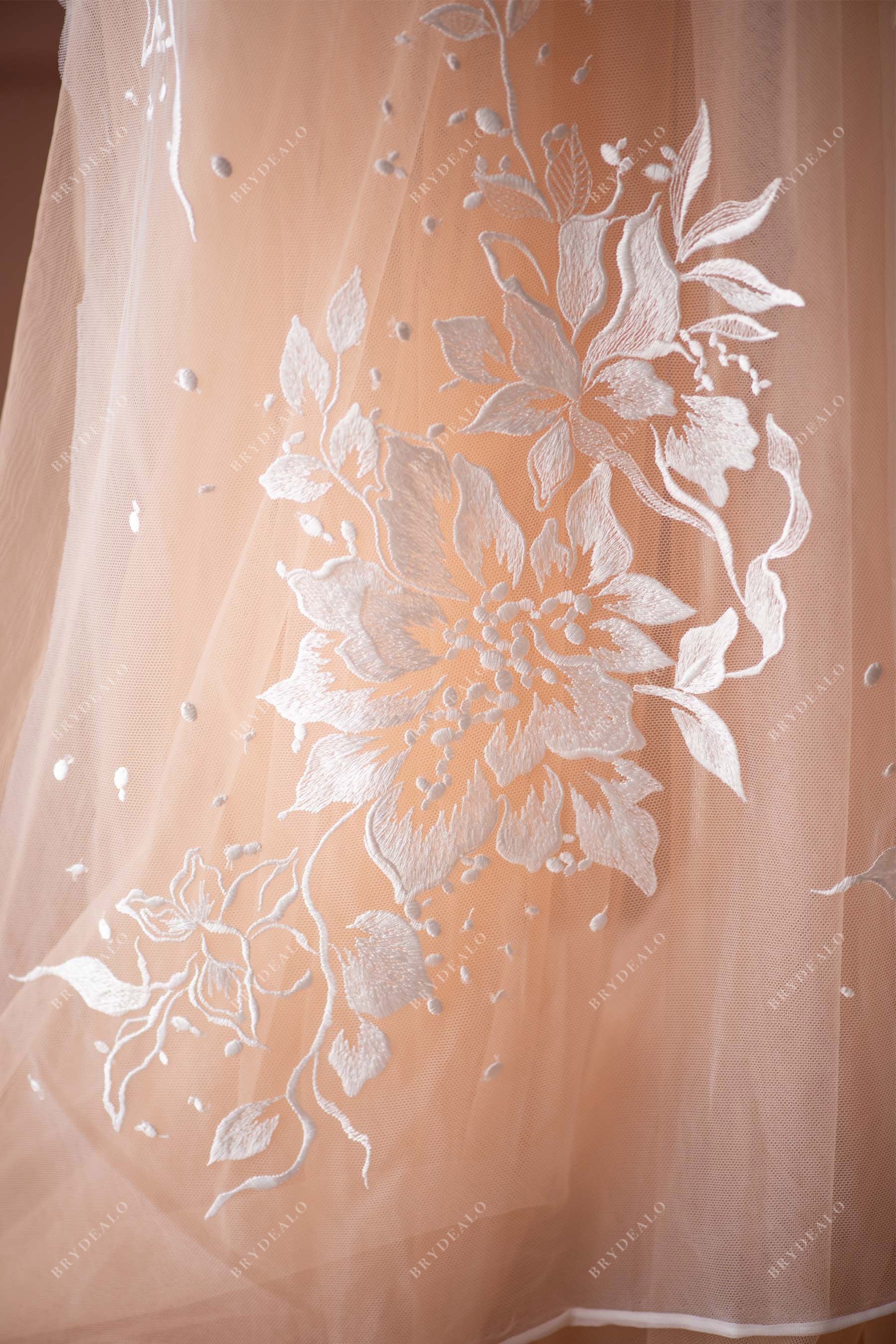 light ivory flower lace fabric by the yard