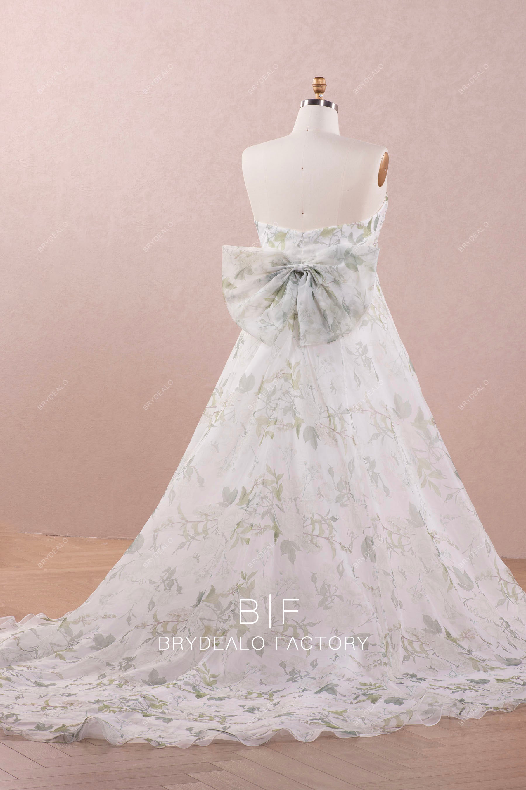 long floral organza wedding dress