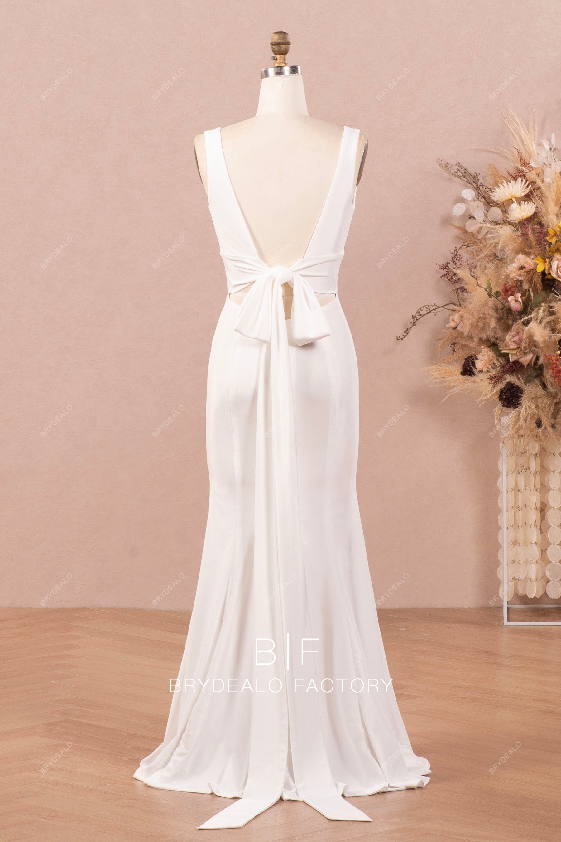 long lace up jersey wedding dress