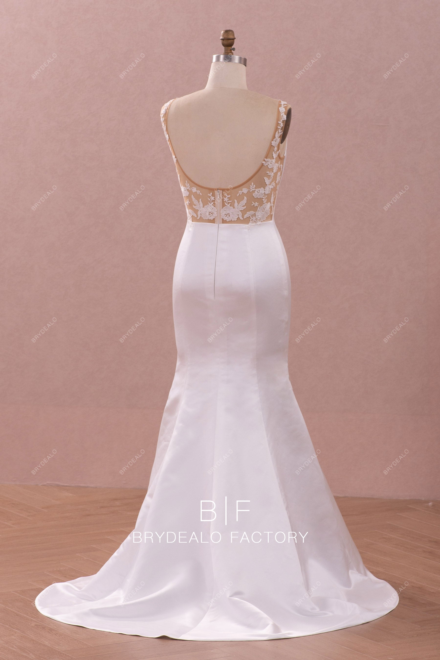 illusion lace back mermaid bridal gown