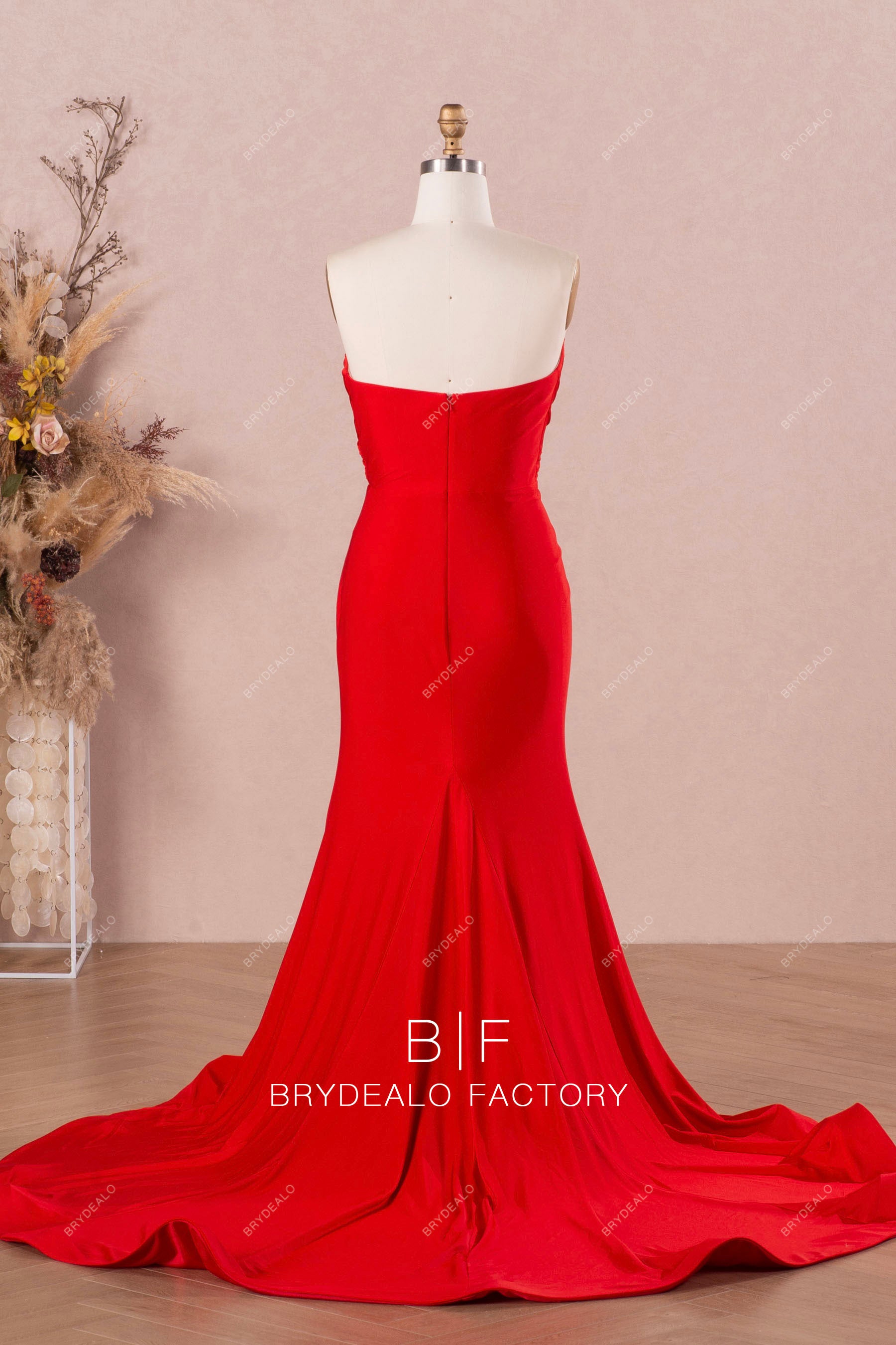 long ruffled mermaid jersey bridesmaid formal dress