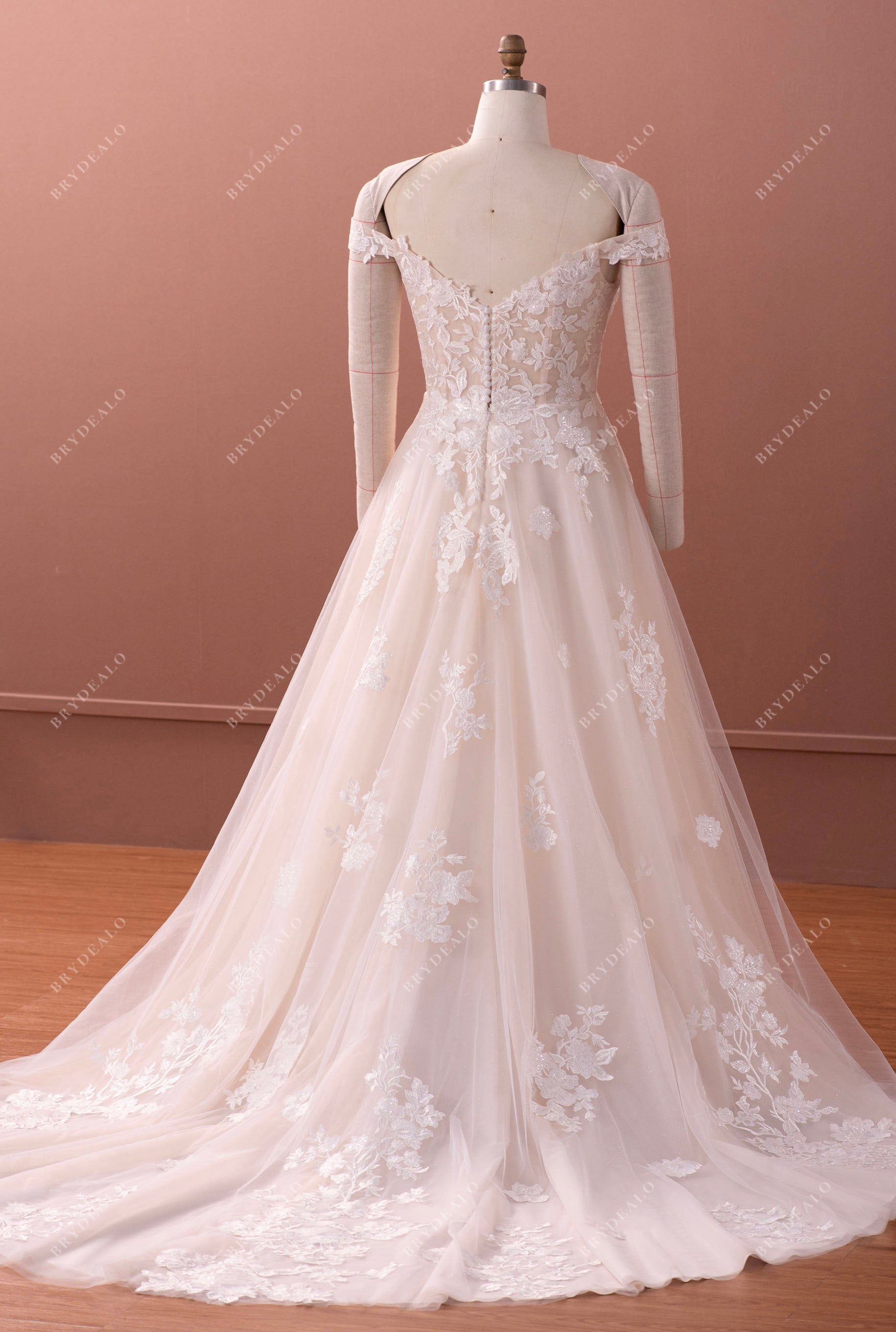 long shimmery lace wedding dress