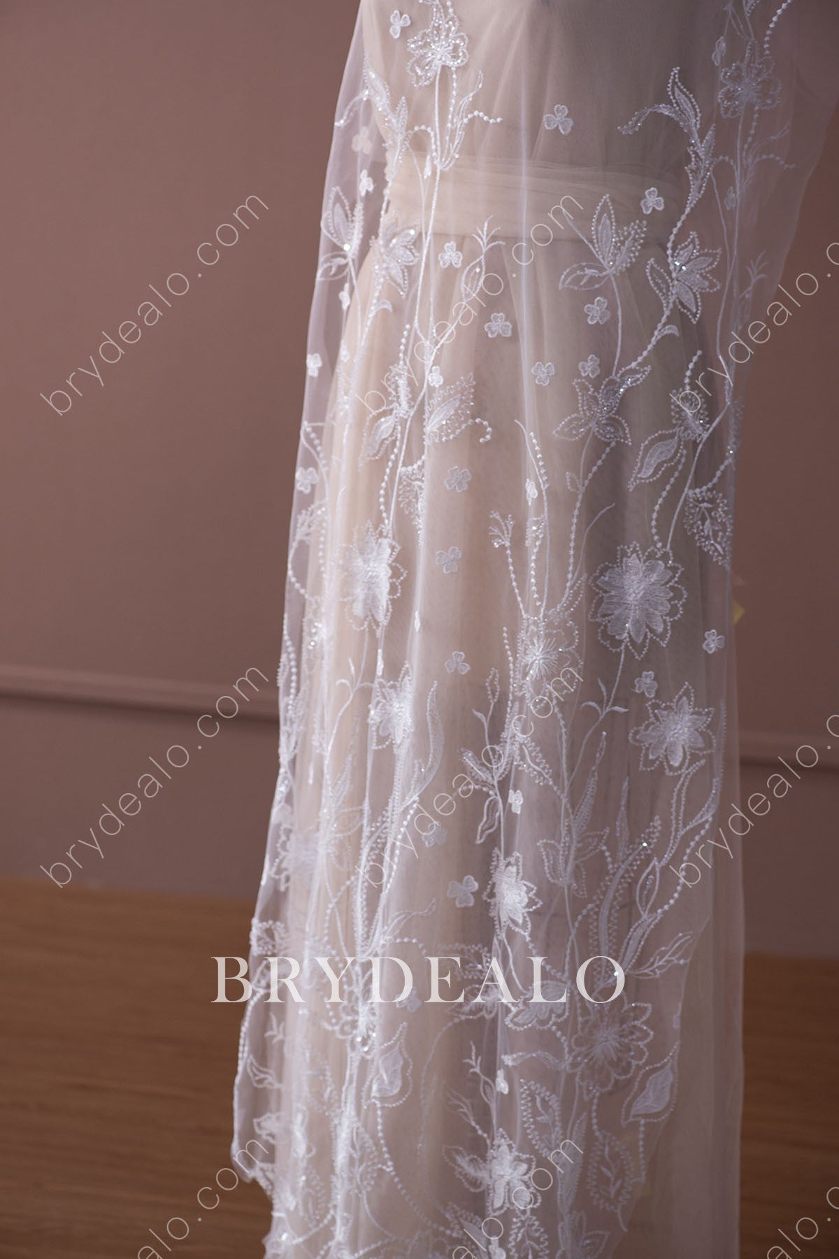 Elaborate Sequin Bloom Lace Fabric