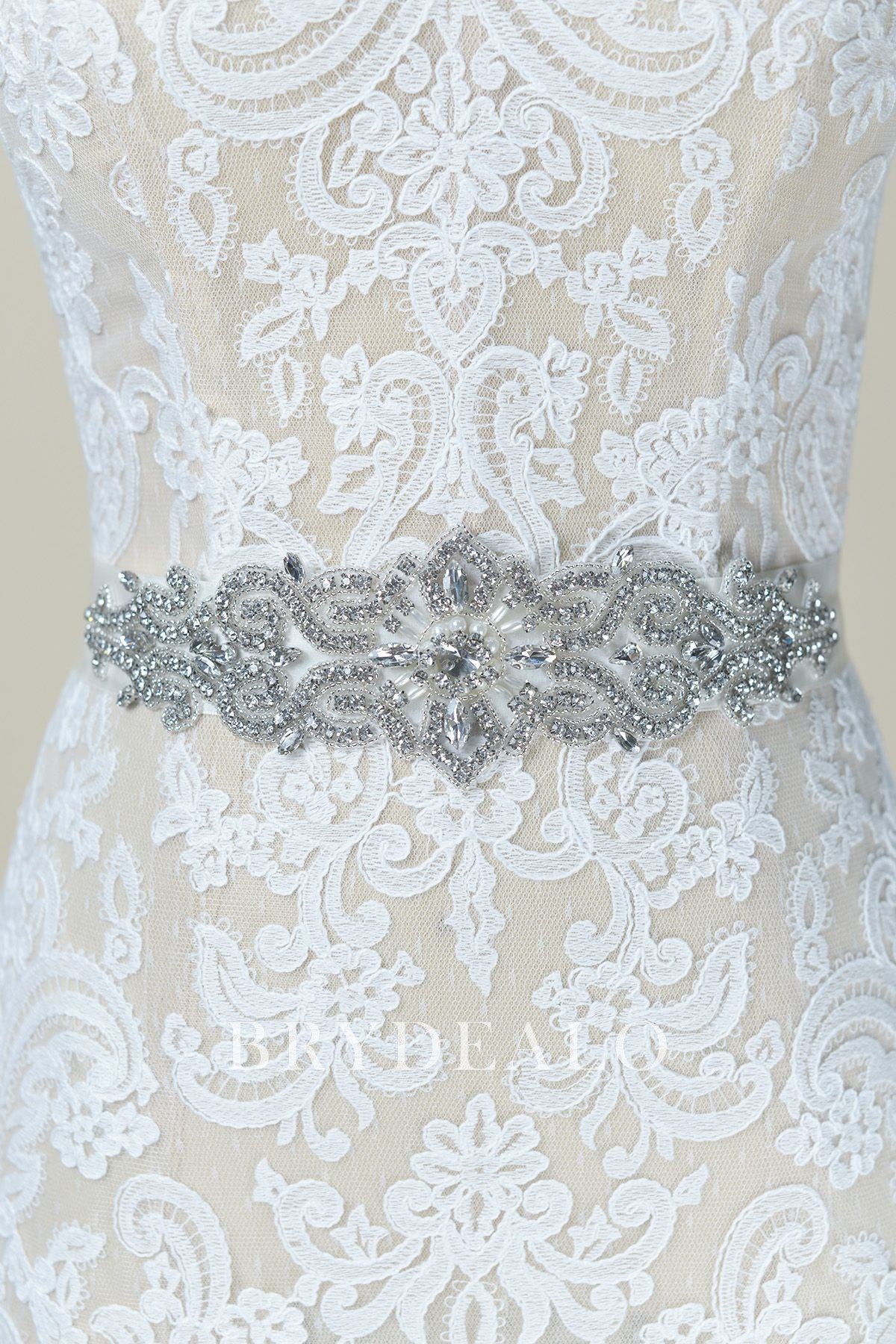 Luxurious Rhinestones Pearls Bridal Sash
