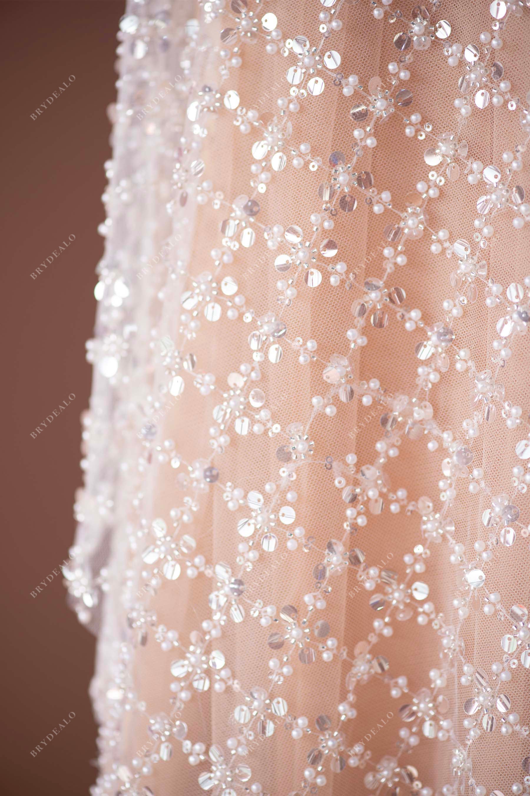 luxury rhombus sparkly bridal lace fabric