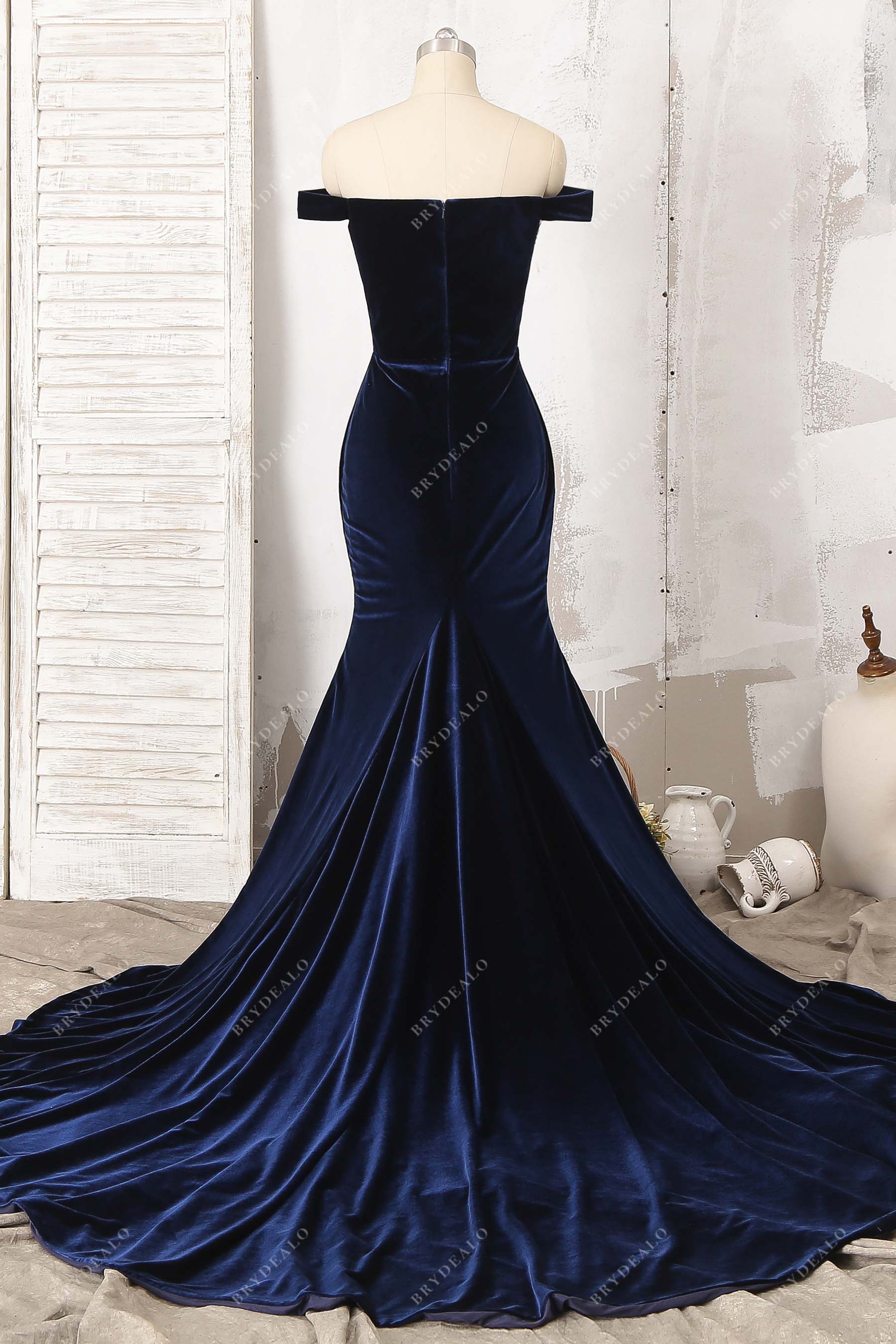 mermaid velvet navy dress