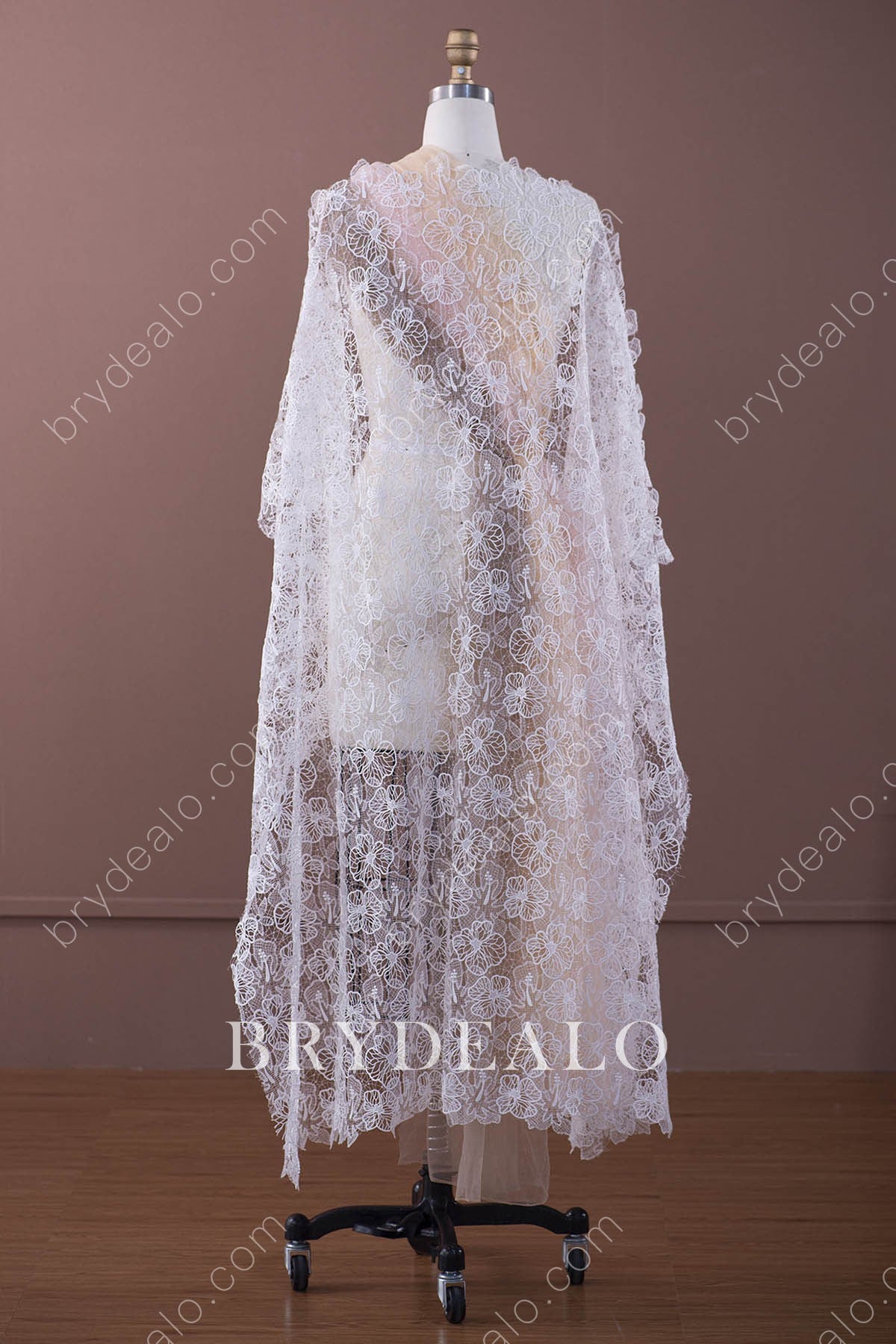 Modern Big Flower Embroidered Lace Fabric