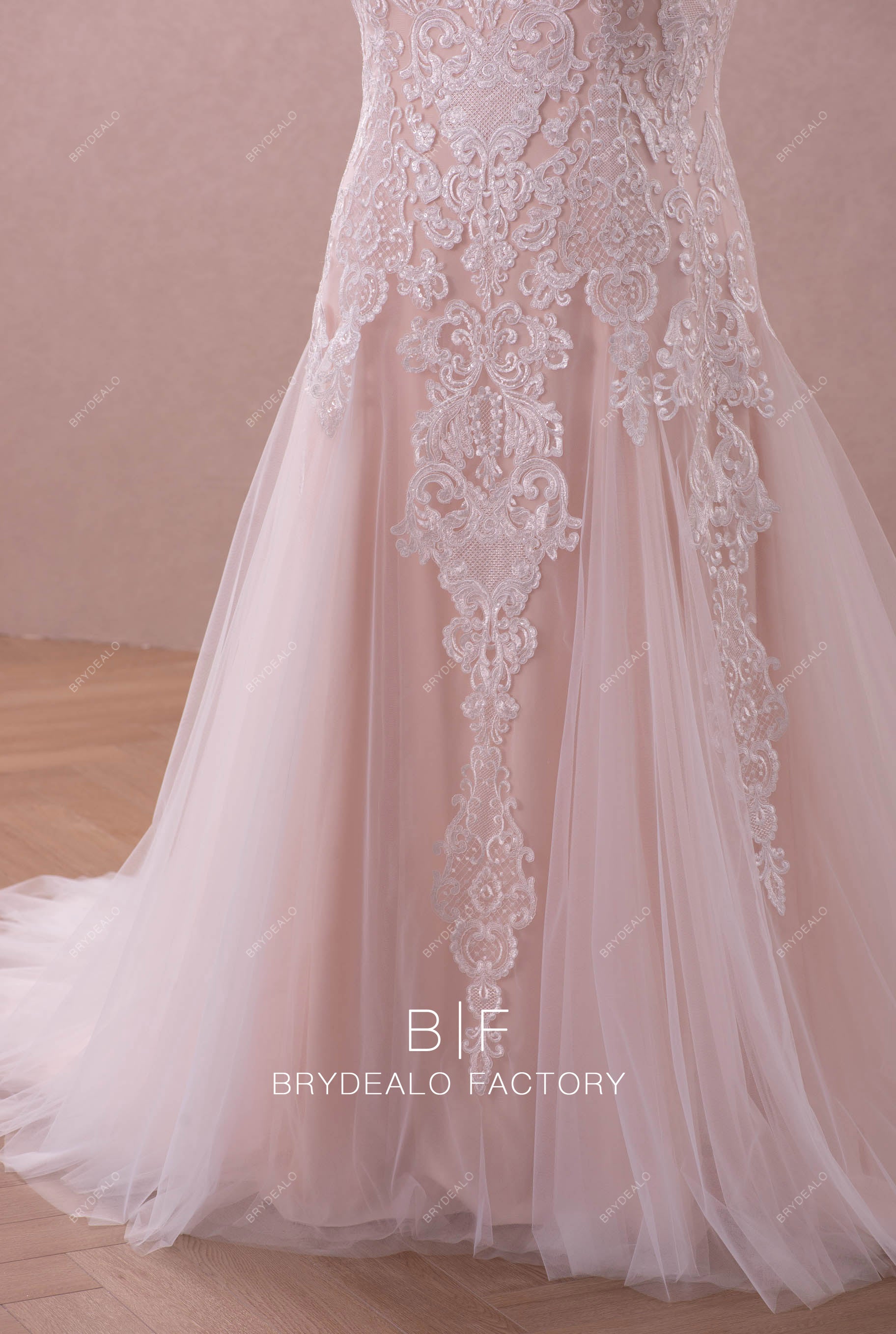nude pink wedding gown