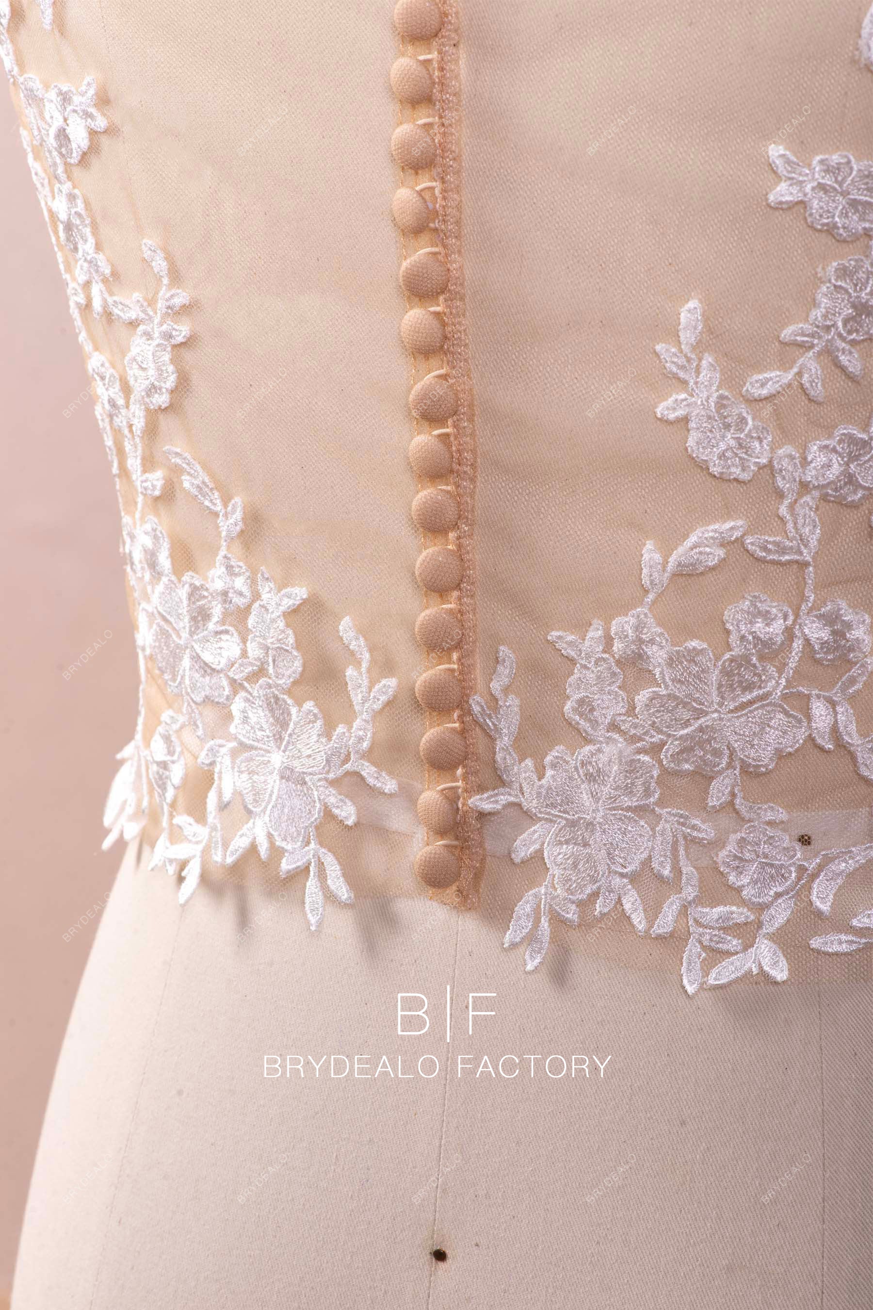 nude tulle buttoned wedding dress bolero
