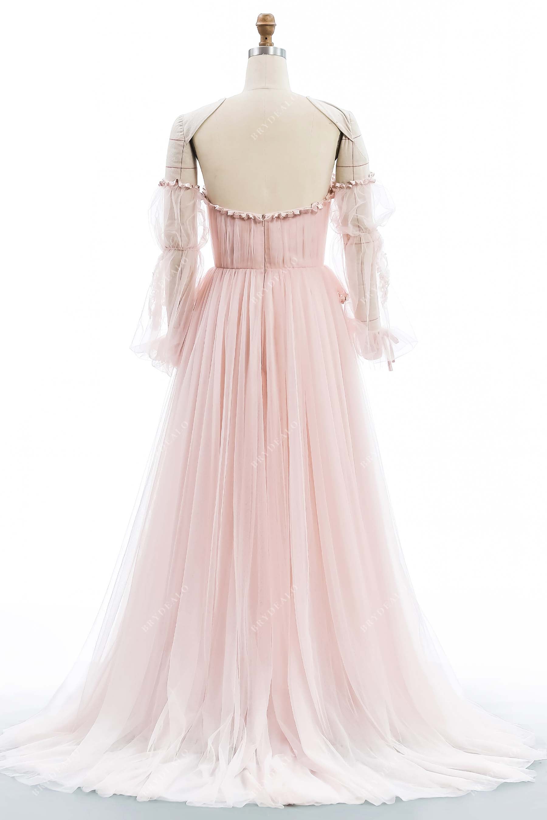 off-shoulder A-line bridal gown