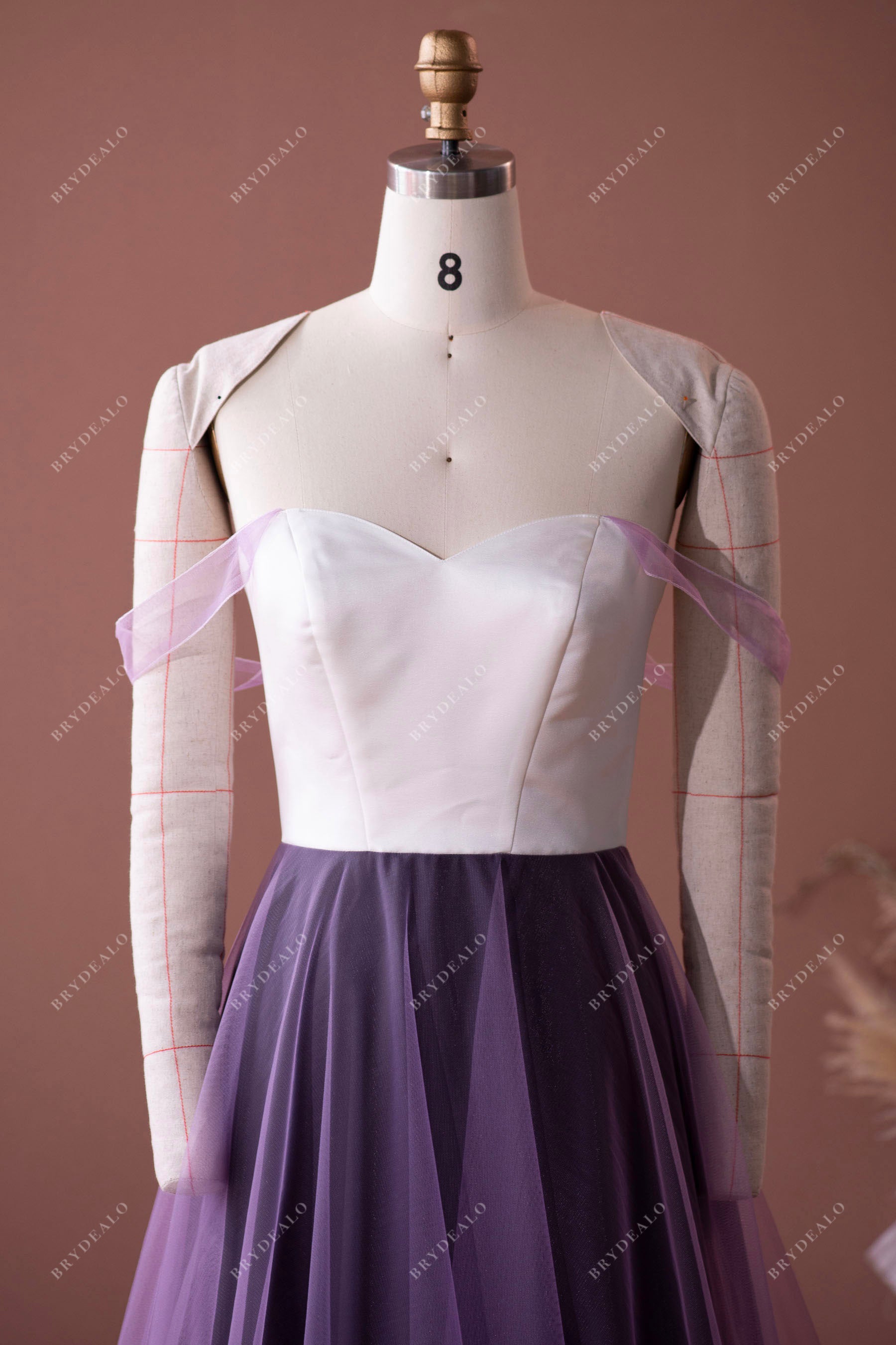 off-shoulder A-line wedding dress mockup