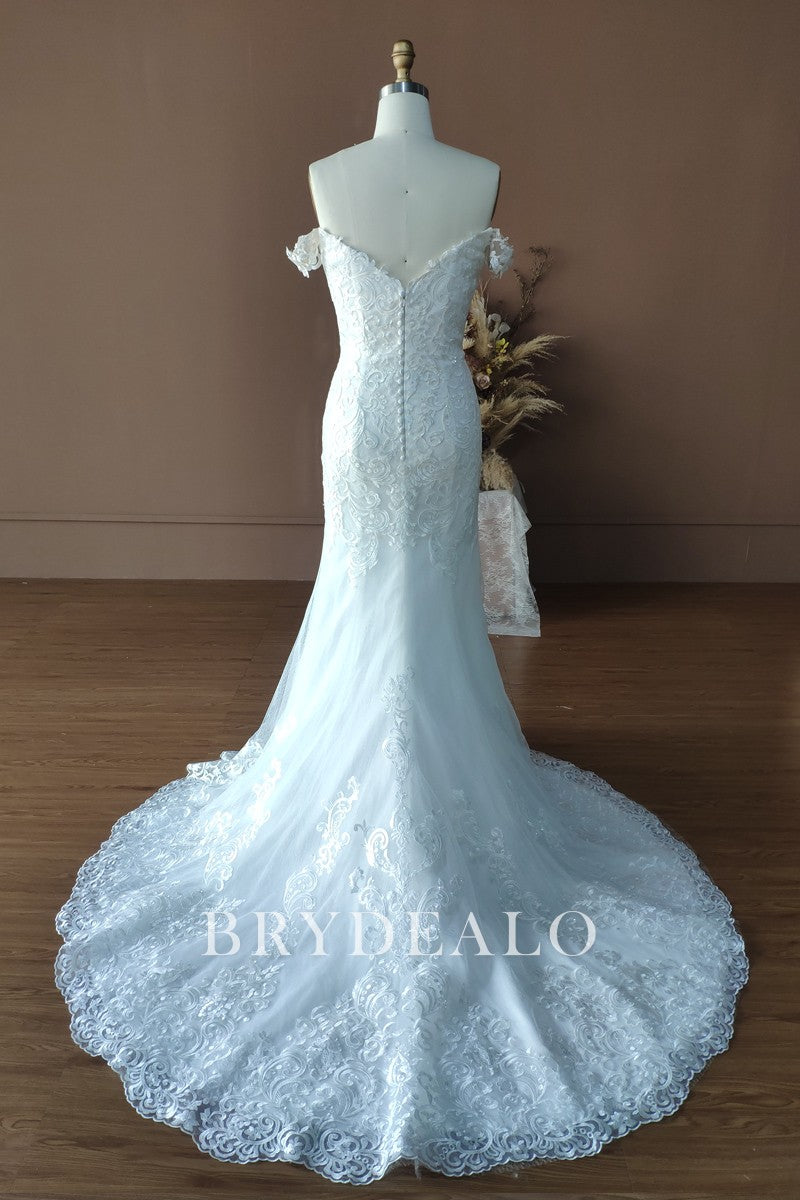 Wholesale Custom Off Shoulder Lace Mermaid Wedding Dress 2110095616