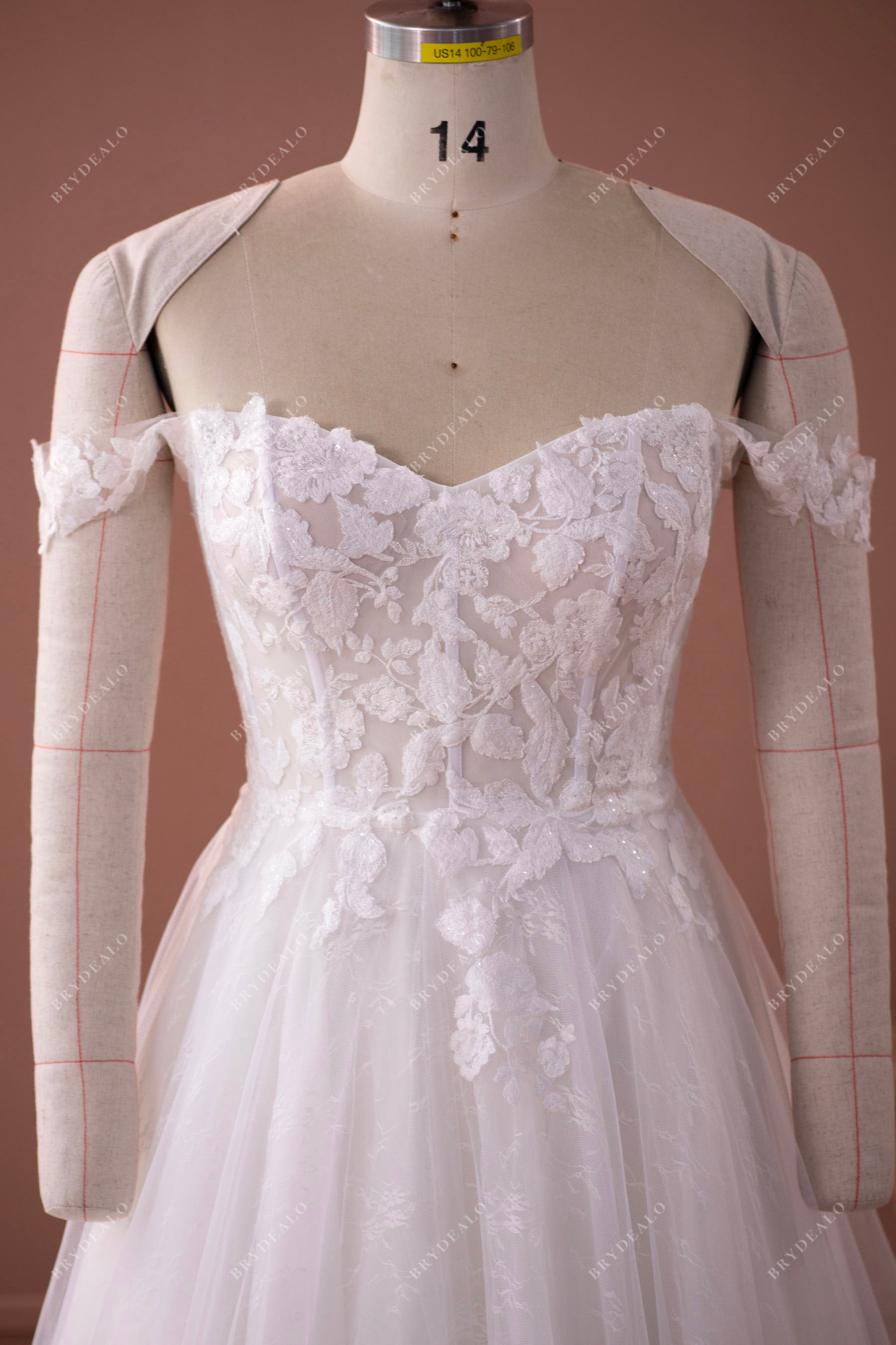 off shoulder lace wedding dress