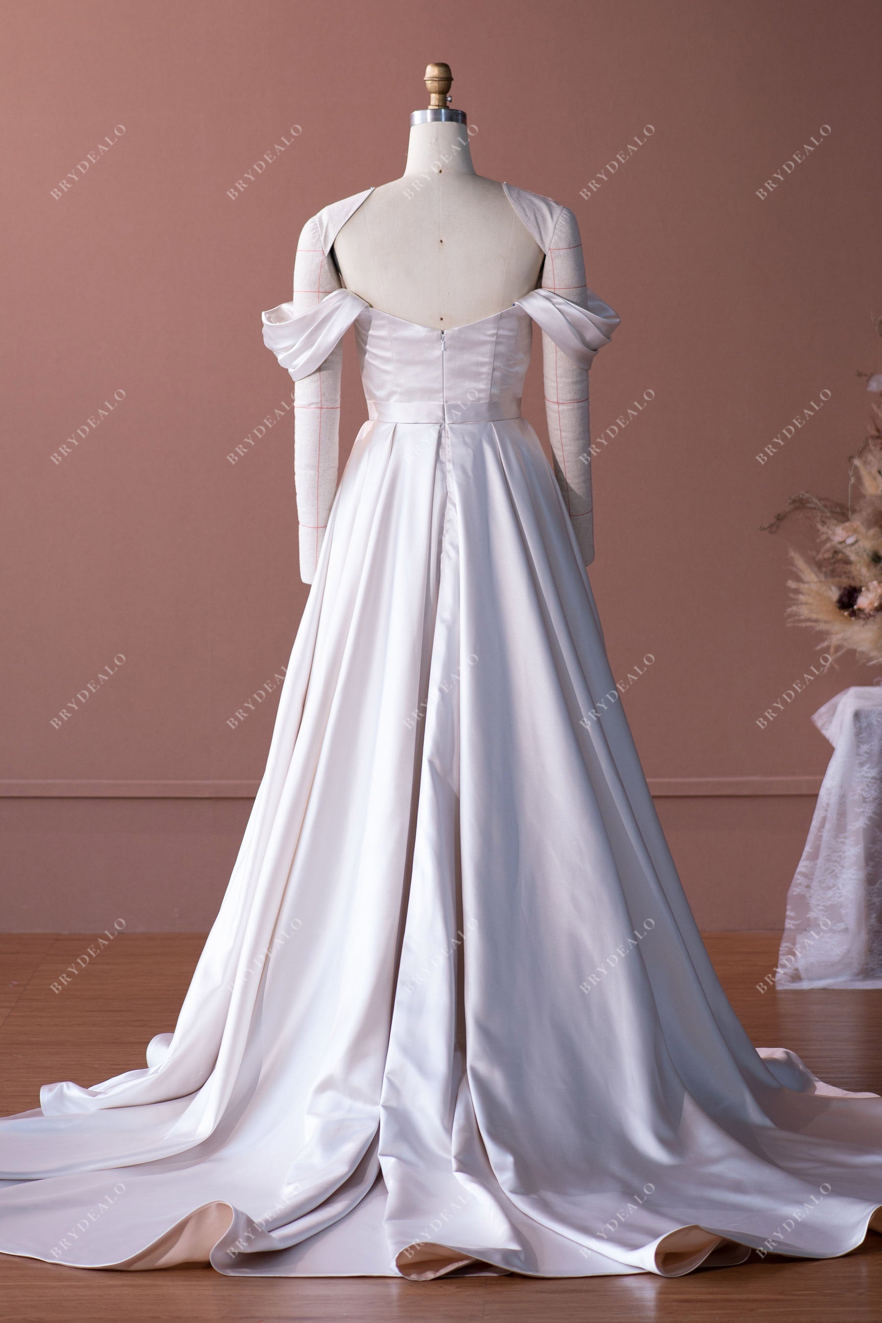 Sample Sale | Elegant Off Shoulder Satin A-line Wedding Dress